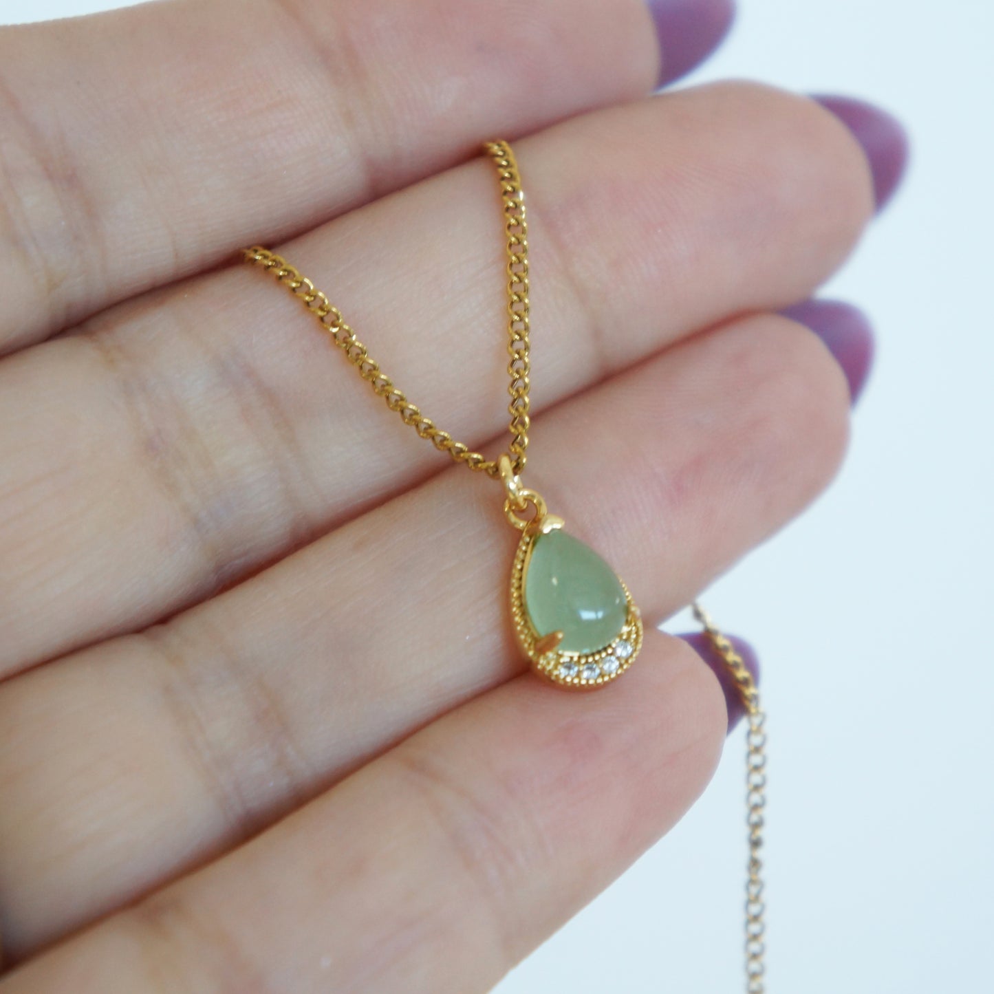 Small Aventurine Drop Necklace