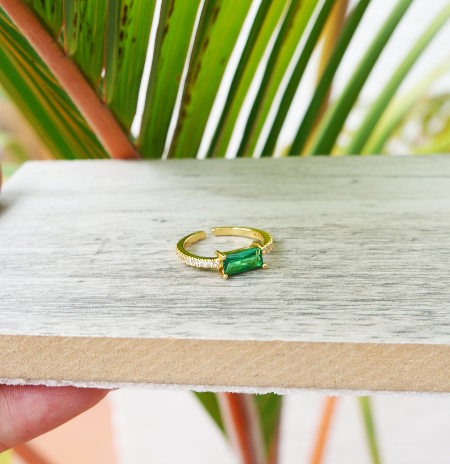 Emerald Green CZ 18Kt Gold Plated Ring