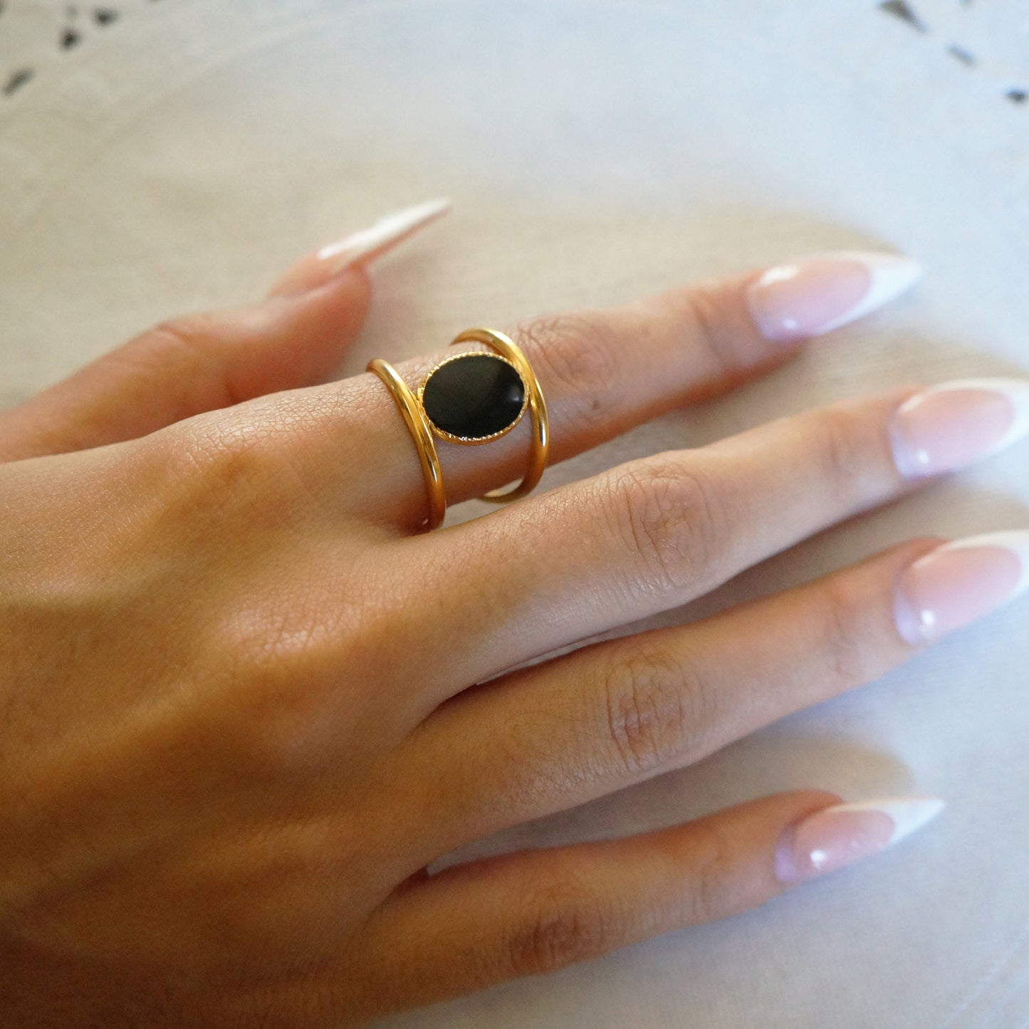 Black Oval Signet Style Ring