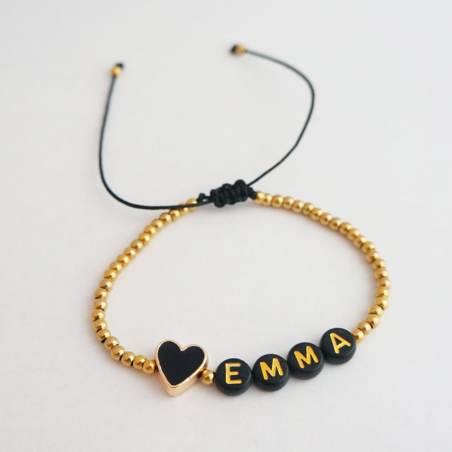 Elegant 18kt Gold Beaded Name Bracelet