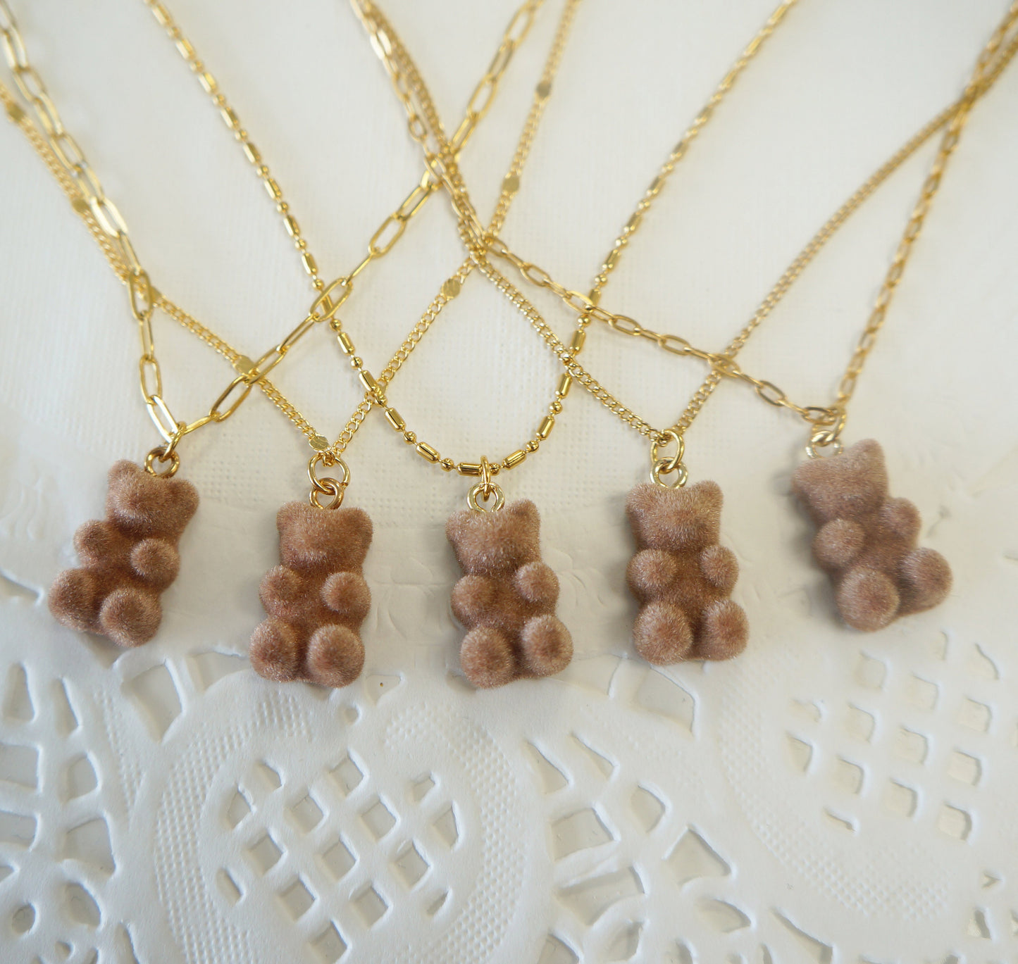 Small Bear Gold Necklace Velvet Tiny Bear Necklace Gift for Girls Bear Charm Necklace Teddy Bear Jewlery Valentines Necklace Gift Baby Girl
