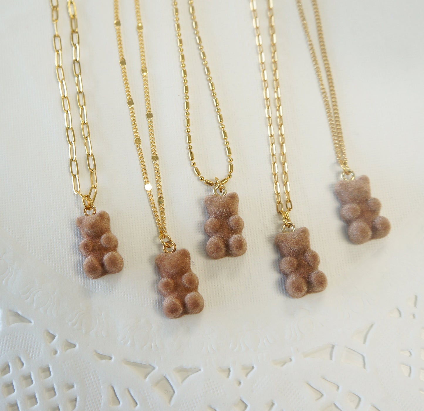 Small Bear Gold Necklace Velvet Tiny Bear Necklace Gift for Girls Bear Charm Necklace Teddy Bear Jewlery Valentines Necklace Gift Baby Girl