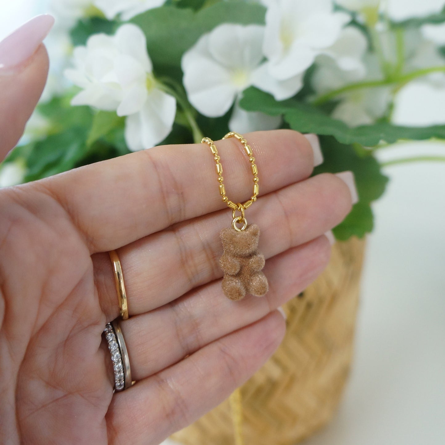 Small Bear Gold Necklace Velvet Tiny Bear Necklace Gift for Girls Bear Charm Necklace Teddy Bear Jewlery Valentines Necklace Gift Baby Girl
