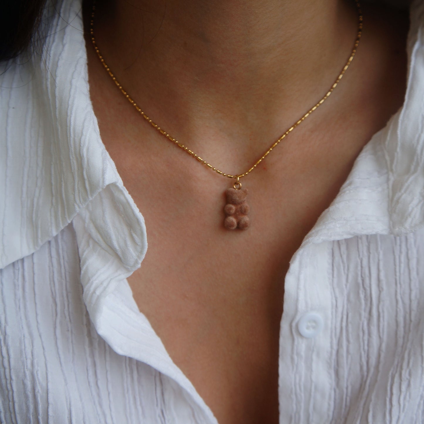 Small Bear Gold Necklace Velvet Tiny Bear Necklace Gift for Girls Bear Charm Necklace Teddy Bear Jewlery Valentines Necklace Gift Baby Girl