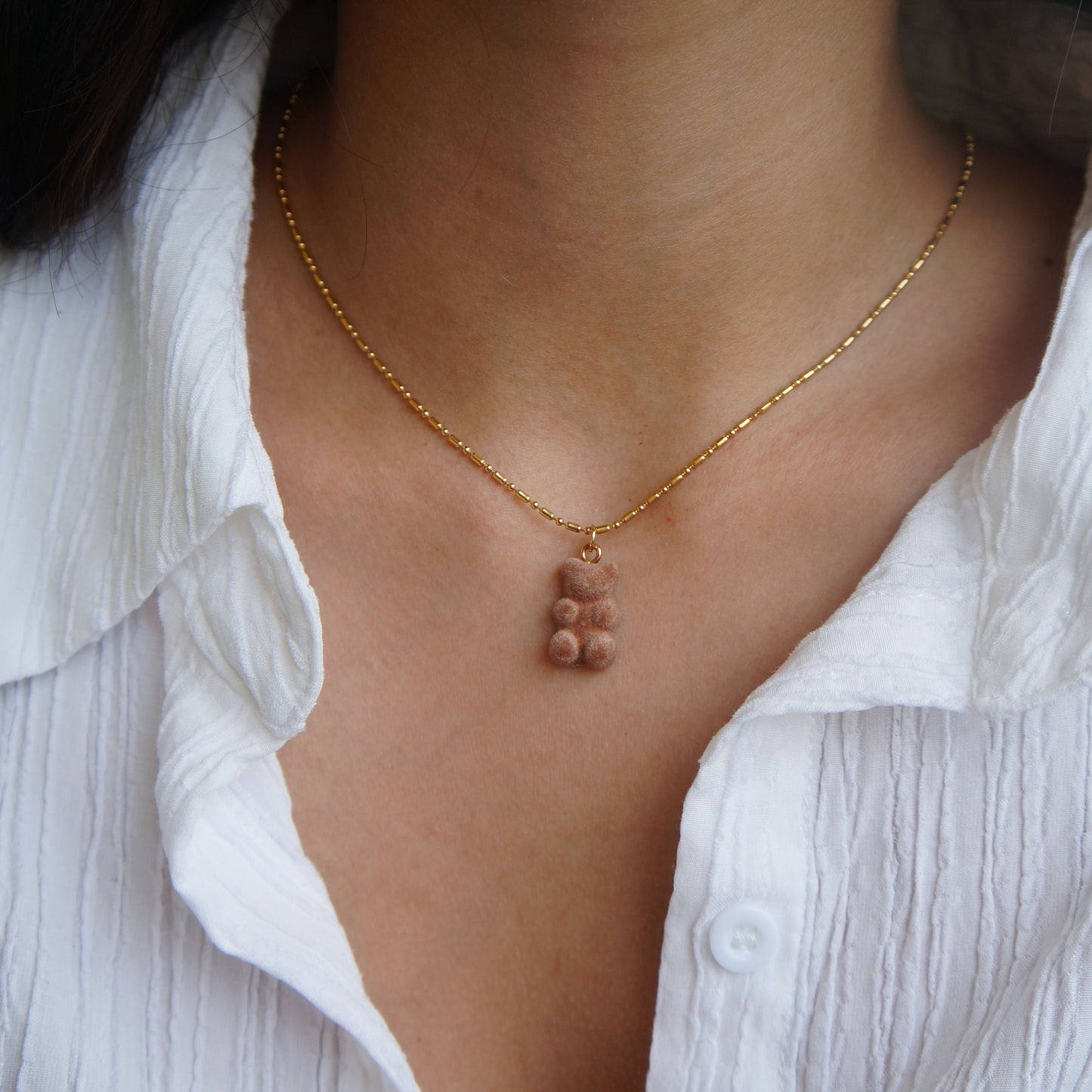 Small Bear Gold Necklace Velvet Tiny Bear Necklace Gift for Girls Bear Charm Necklace Teddy Bear Jewlery Valentines Necklace Gift Baby Girl