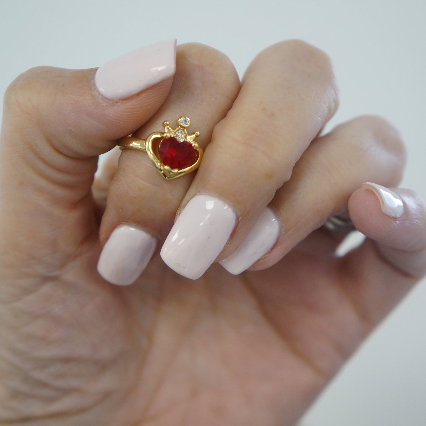 Adjustable Gold Heart Crown Ring