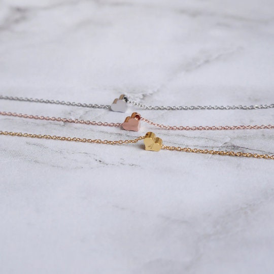 Personalized Tiny Heart Necklace, Dainty, Minimalist Necklace