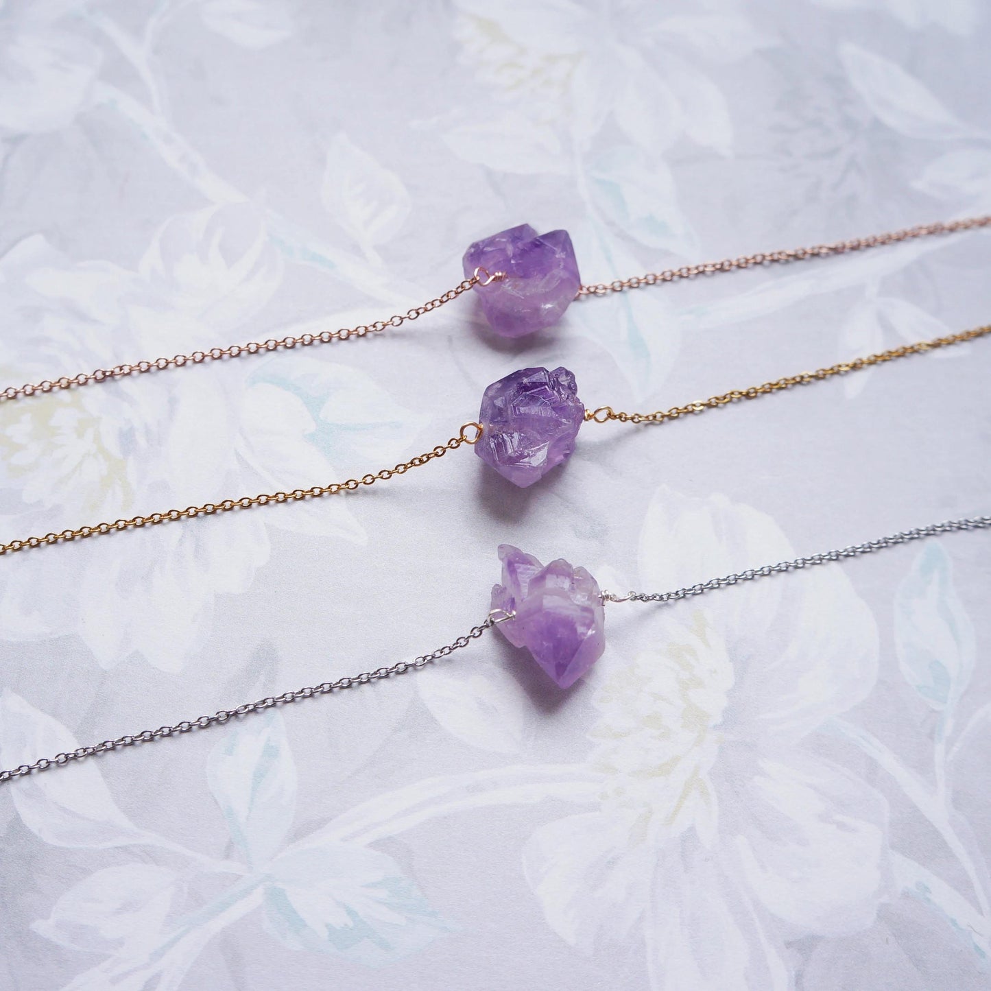 Amethyst Stone Necklace February Birthstone Raw Amethyst Natural Stone