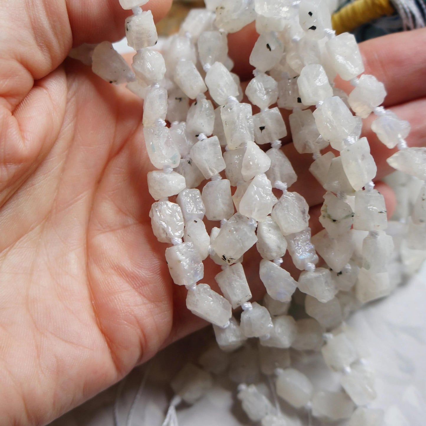 Tiny Moonstone Necklace June Birthstone Raw Crystal