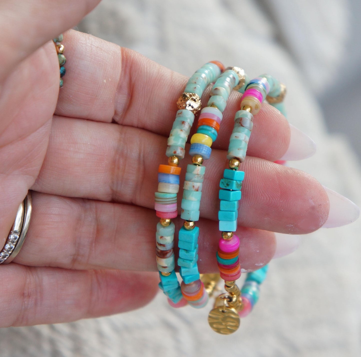 Colorful Bohemian Beaded Shell Bracelet Bangle