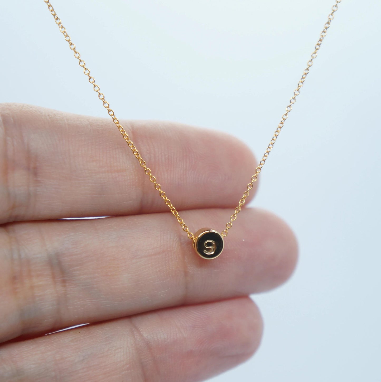 Minimalist Necklace Tiny Dot Initial Gold Necklace Personalized Minimal Jewelry
