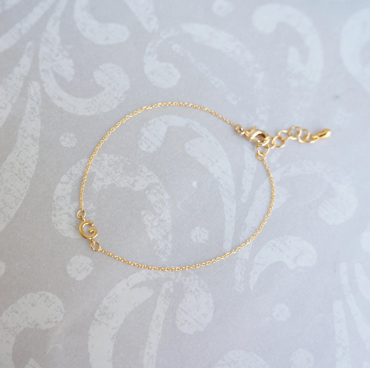 Tiny Initial Bracelet Delicate Gold Letter Dainty Jewelry for Women