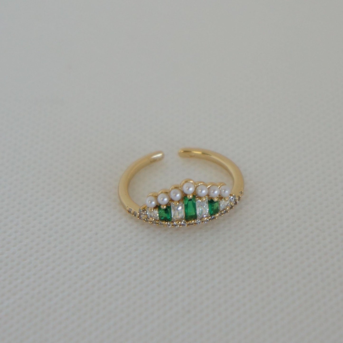 Little Dainty Ring Princess Ring with CZ crystals Delicate Gift for Her Gold Plated Ring with Tiny Pearls Jewelry For Women Gift Idea
