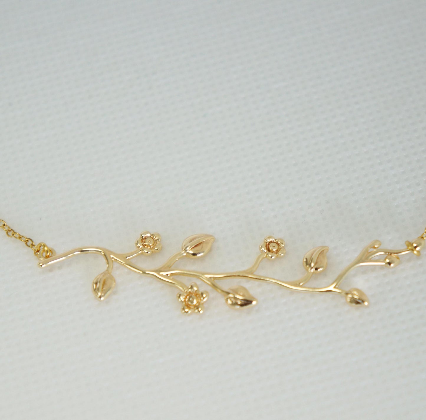 Gold Branch Flower Pendant Necklace, Dainty Filigree Jewelry