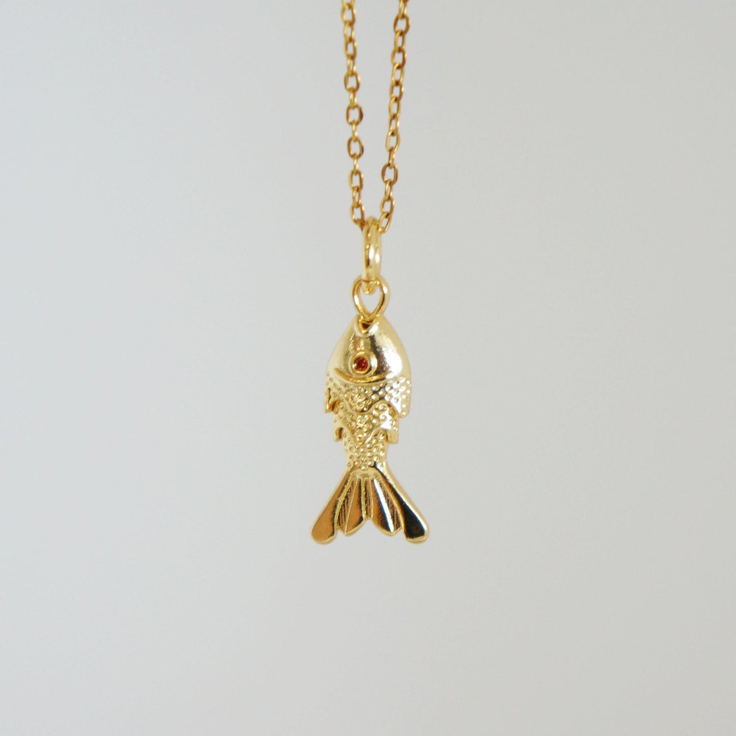 Gold Fish Charm Necklace, Koi Pendant