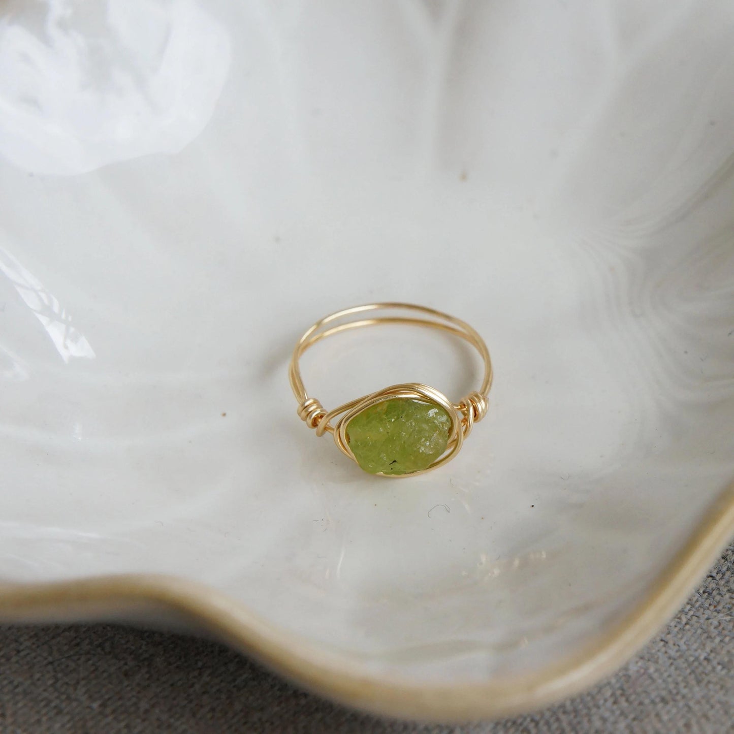 Raw Peridot Ring, August Birthstone Jewelry, Natural Gemstone Ring, Unique Gift Idea, Rough Peridot, Green Gemstone, Minimalist