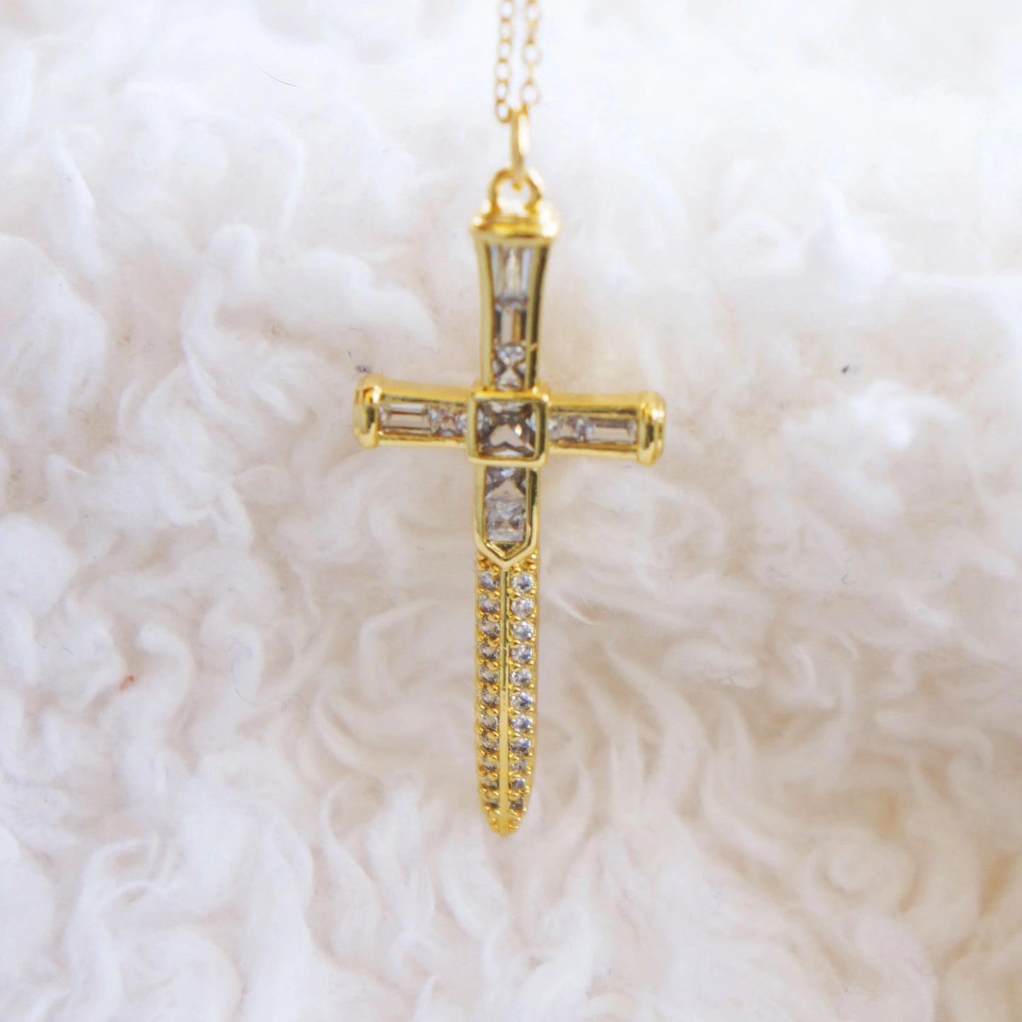 Gold Sword Charm Necklace
