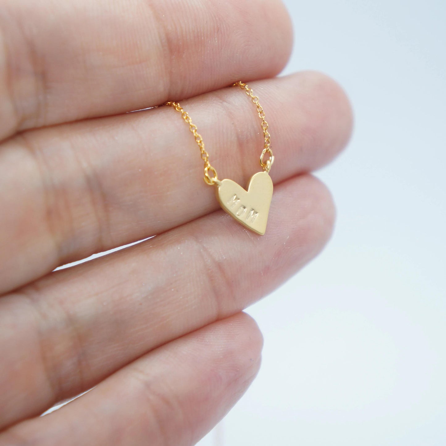 Dainty Hand Stamped Heart Necklace