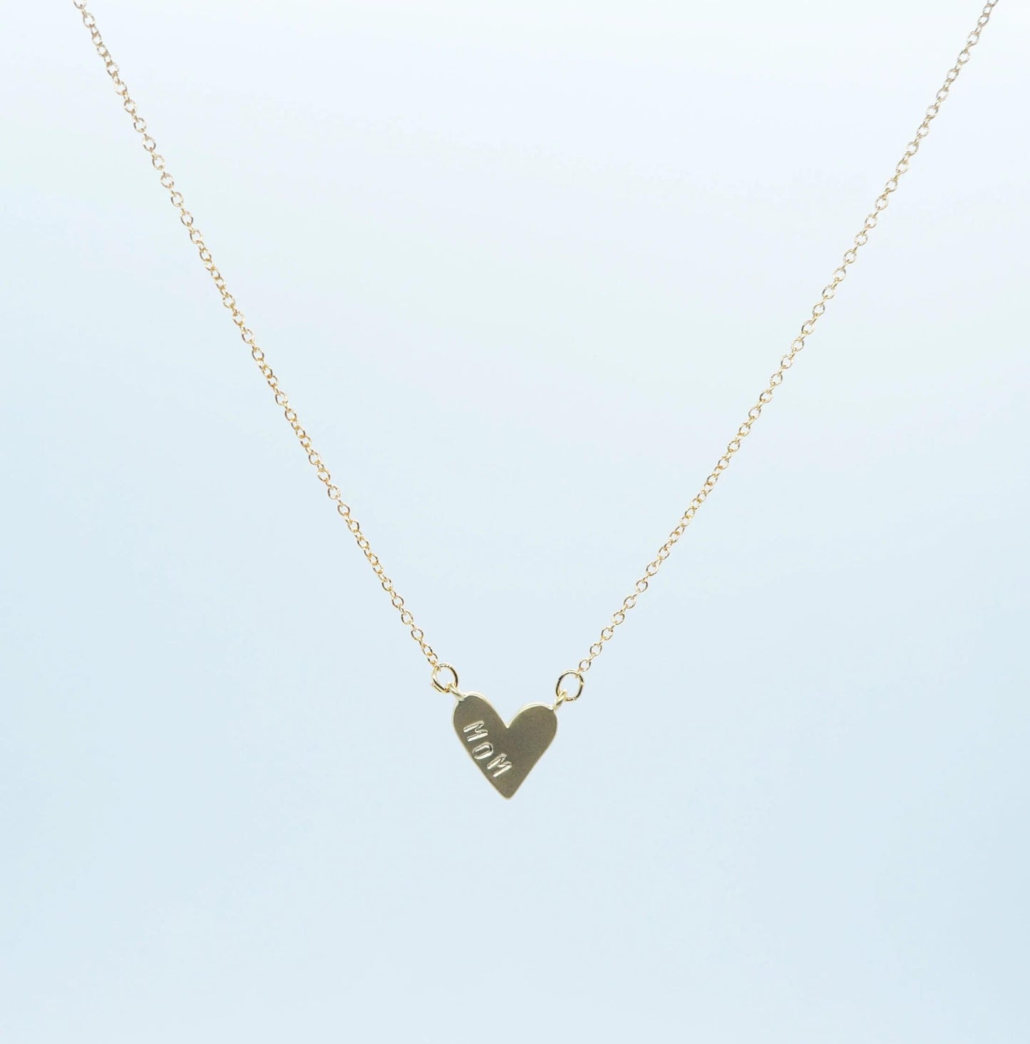Dainty Hand Stamped Heart Necklace
