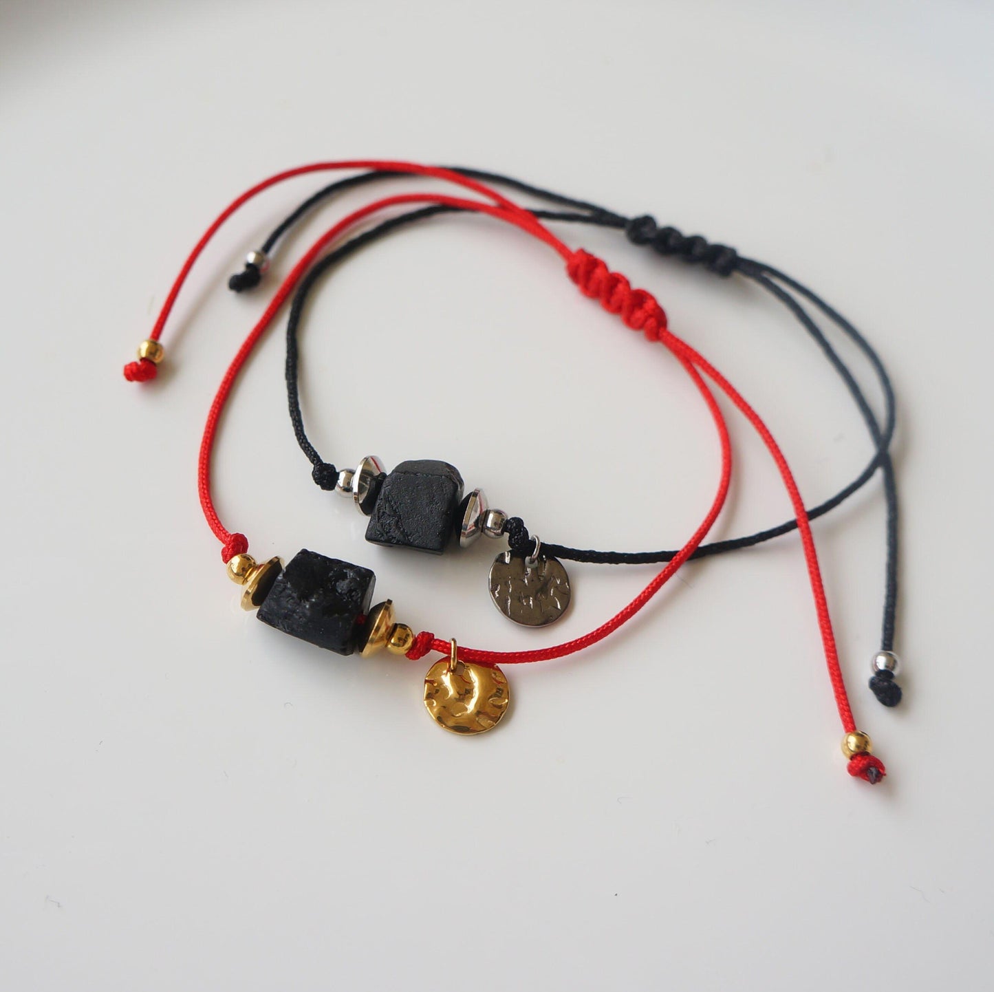 Raw Black Tourmaline Bracelet Spiritual Bracelet Unisex Non Tarnish Cord Bracelet Black Tourmaline Protection Bracelet for Him & Her Gift