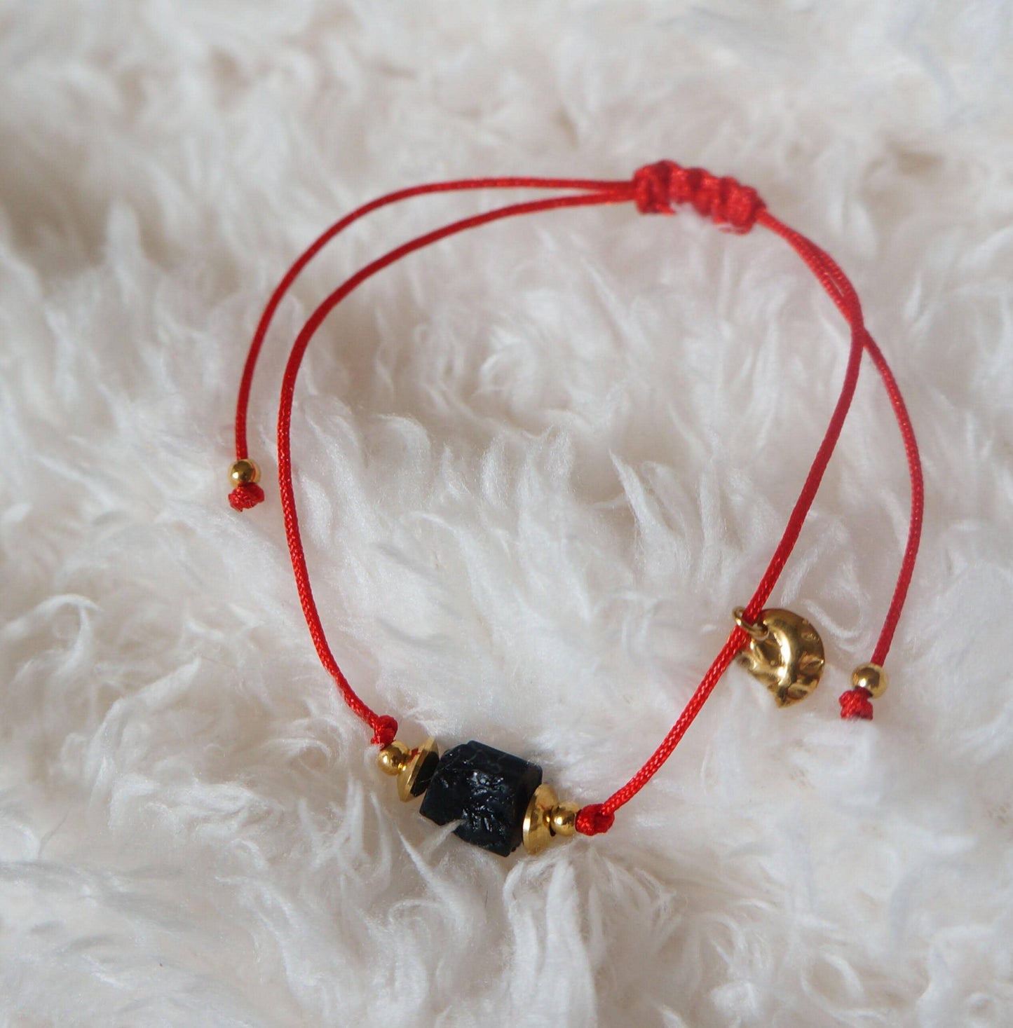 Raw Black Tourmaline Bracelet Spiritual Bracelet Unisex Non Tarnish Cord Bracelet Black Tourmaline Protection Bracelet for Him & Her Gift