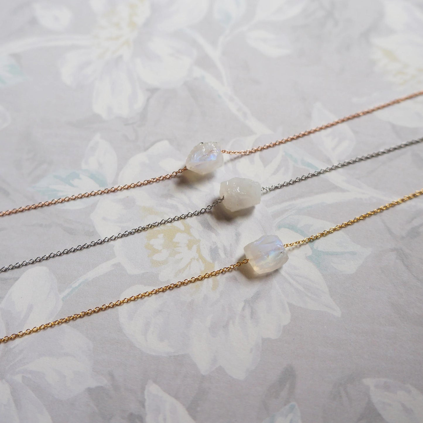 Tiny Moonstone Necklace June Birthstone Raw Crystal