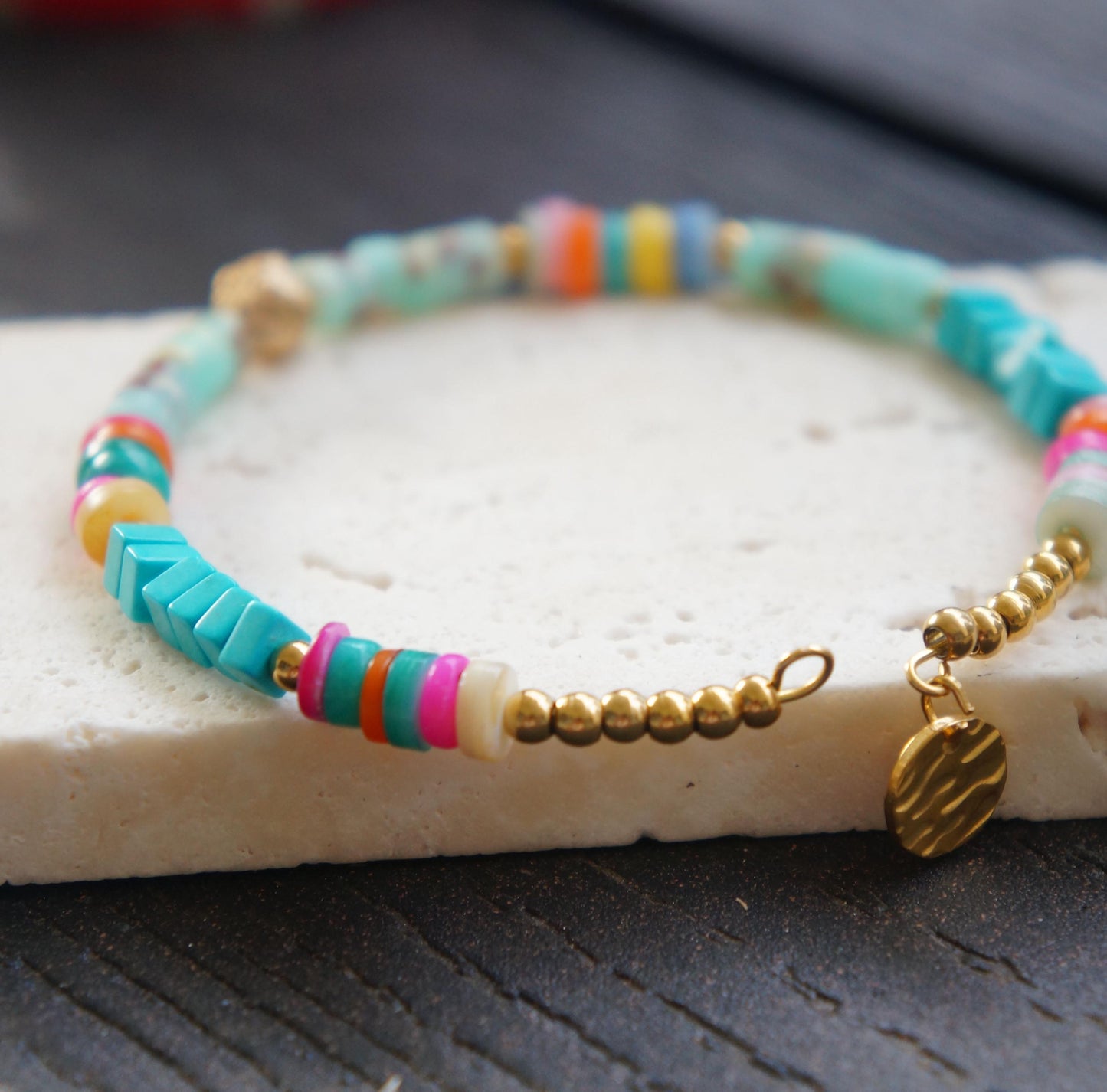Colorful Bohemian Beaded Shell Bracelet Bangle