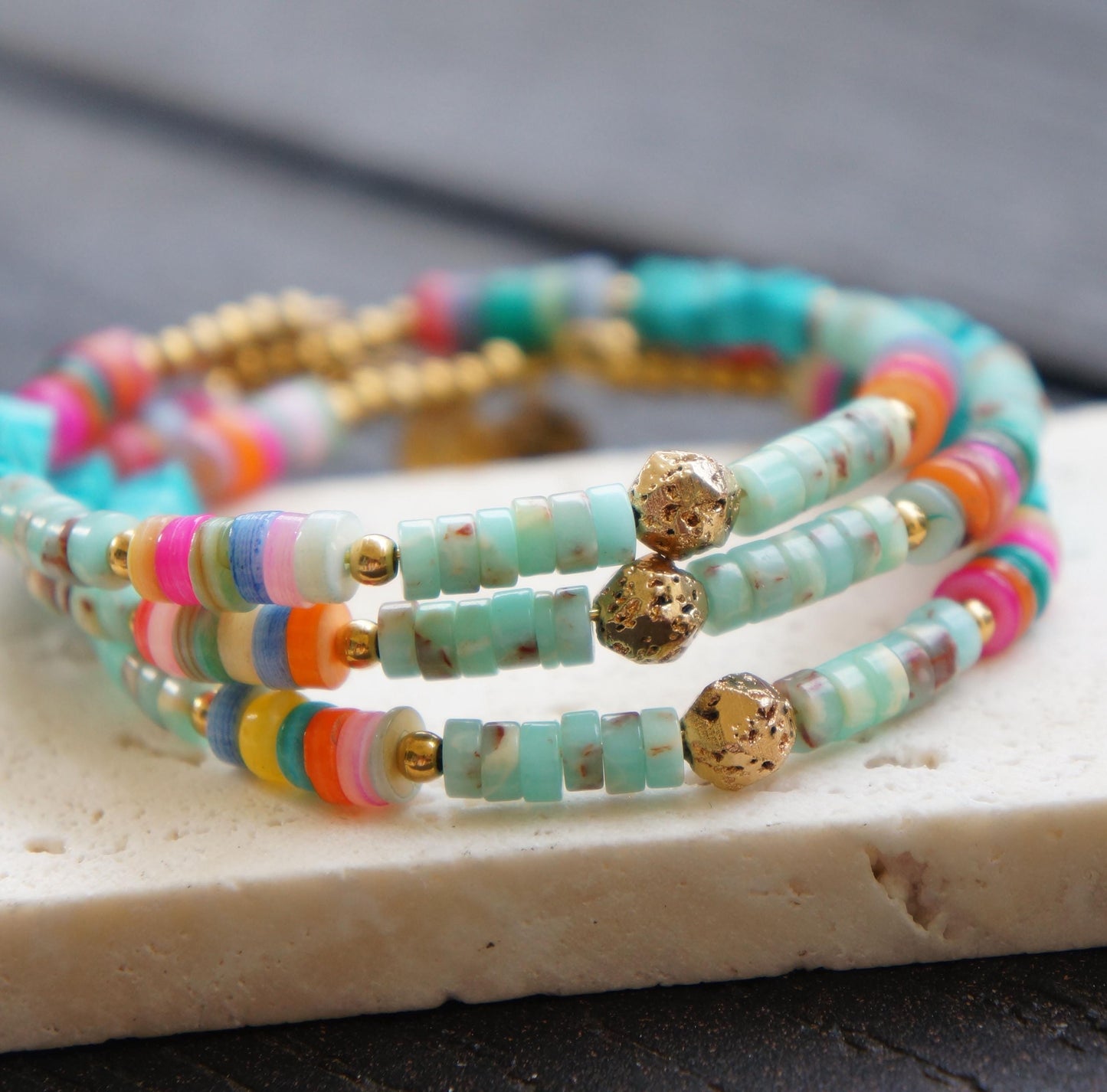 Colorful Bohemian Beaded Shell Bracelet Bangle
