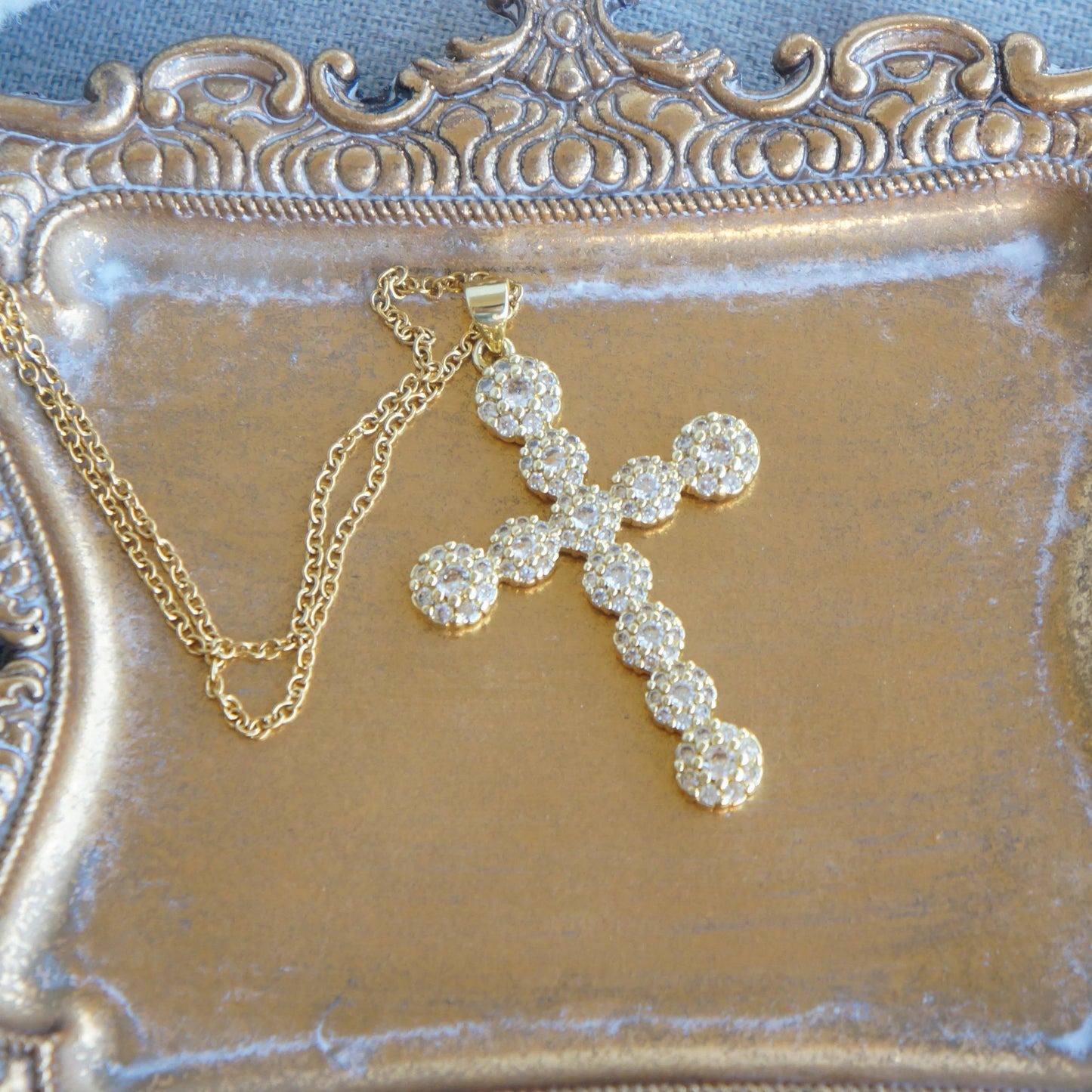 Large Gold Cross Necklace for Woman