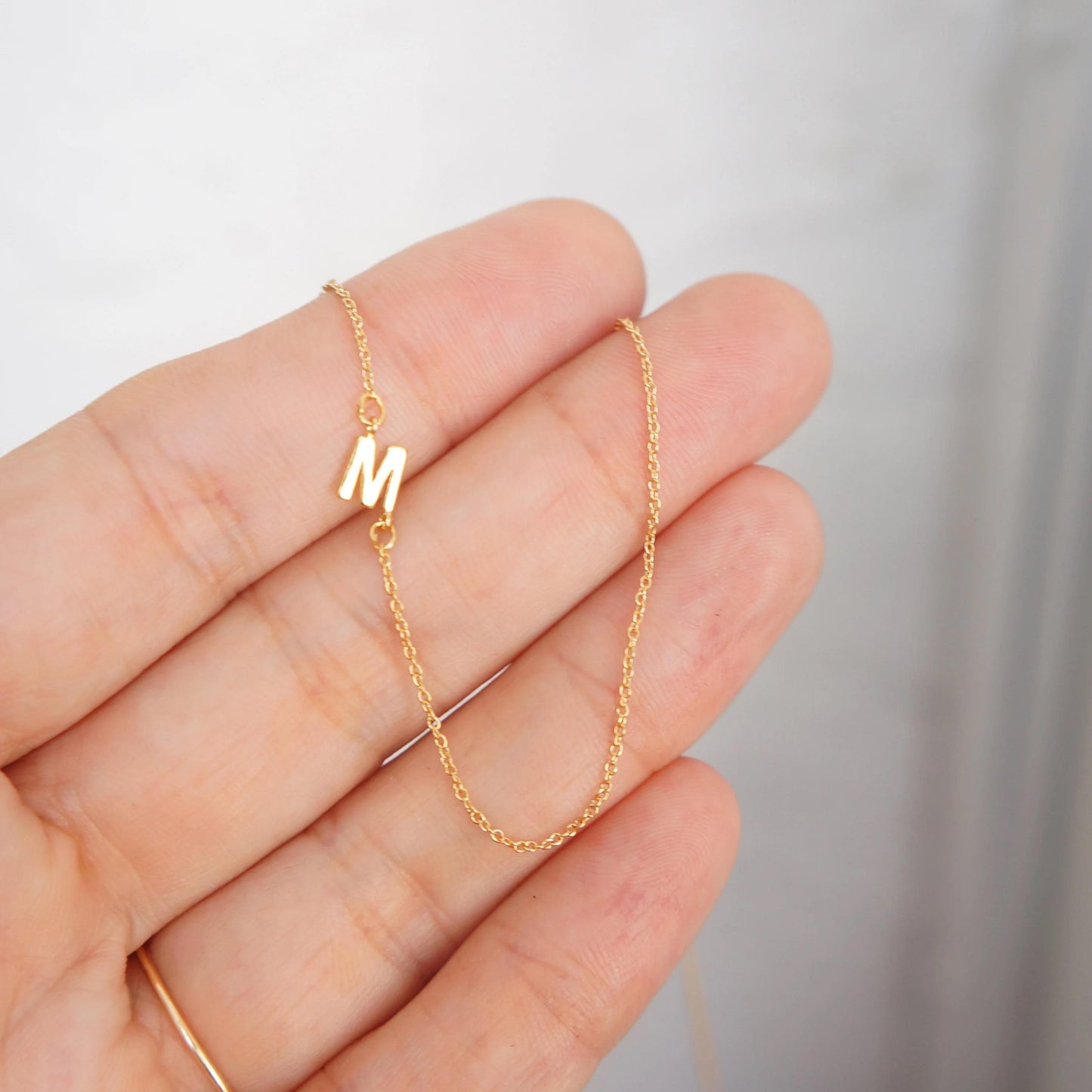Tiny Initial Bracelet Delicate Gold Letter Dainty Jewelry for Women