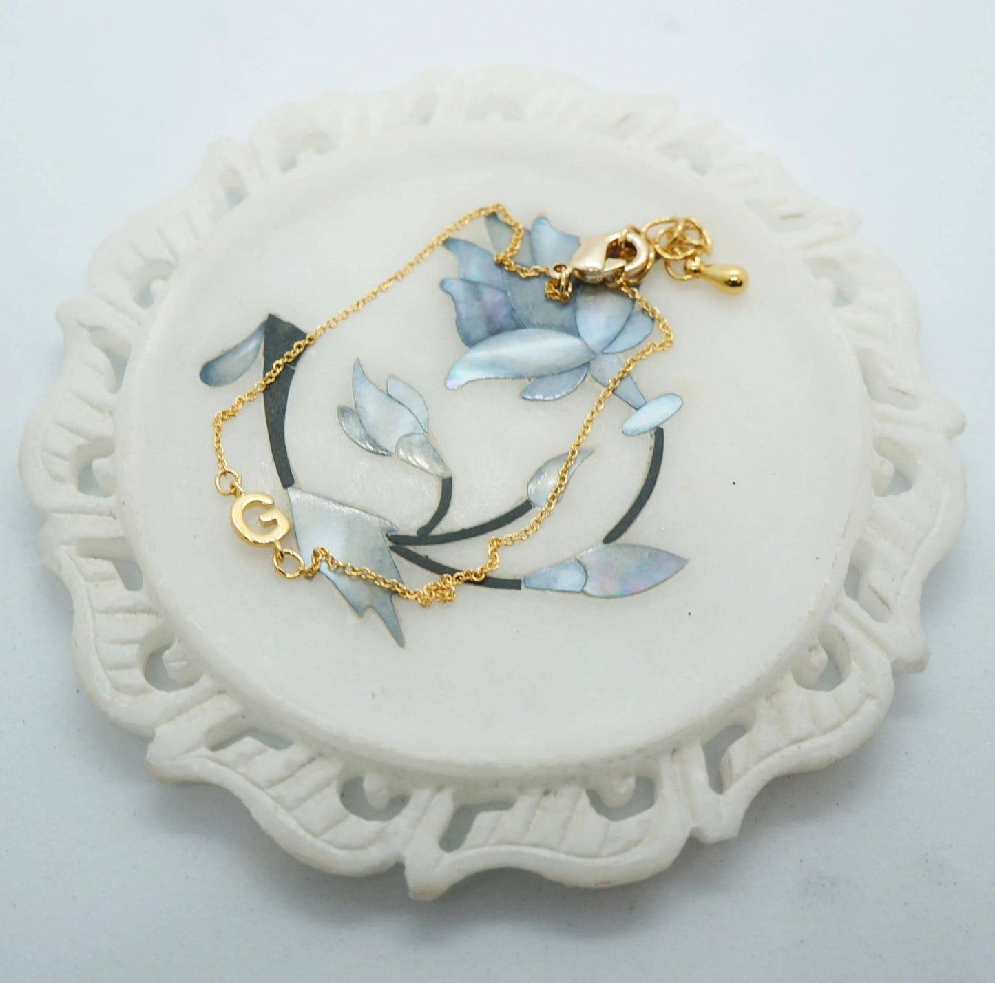 Tiny Initial Bracelet Delicate Gold Letter Dainty Jewelry for Women