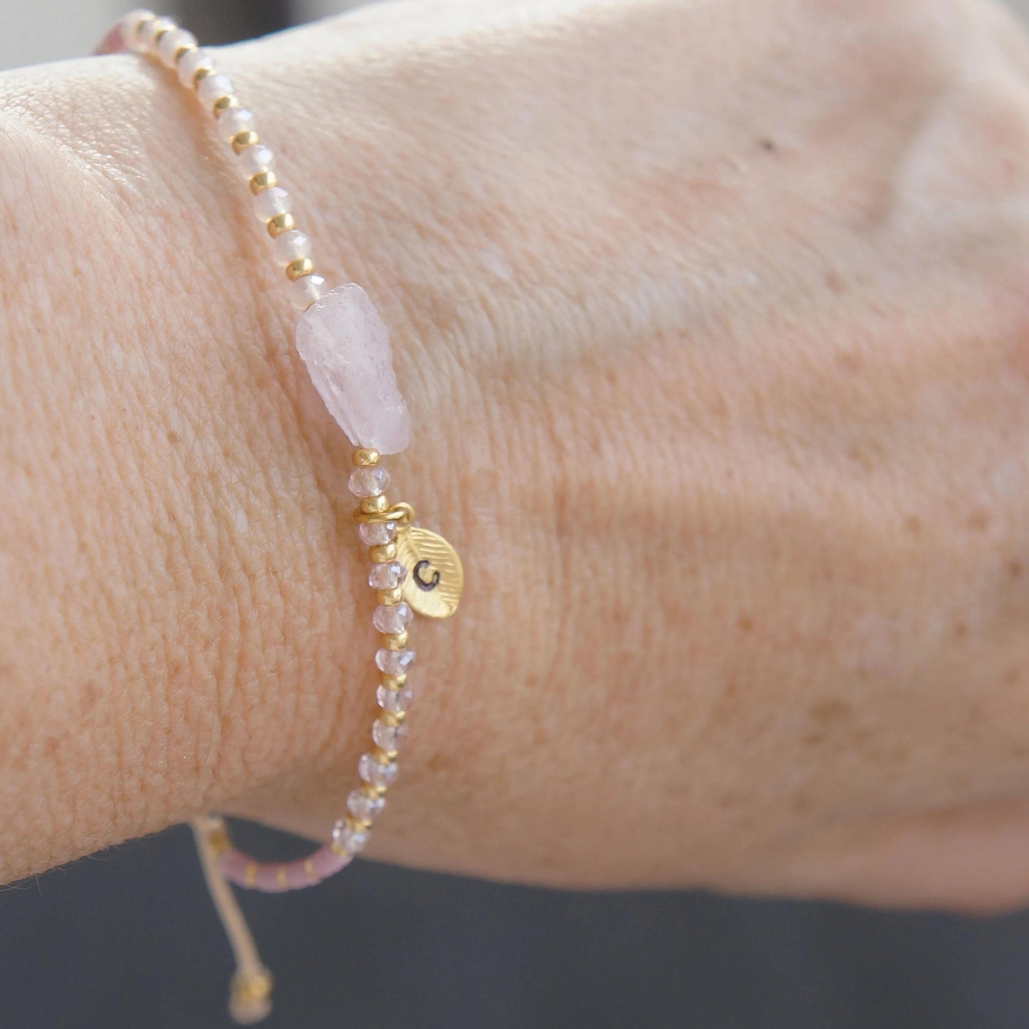 Raw Rose Quartz Beaded Bracelet, Spiritual Stone Jewelry, CUSTOM Cord Bracelet, Energy Healing Bracelet, Rough Natural Crystal, Protection