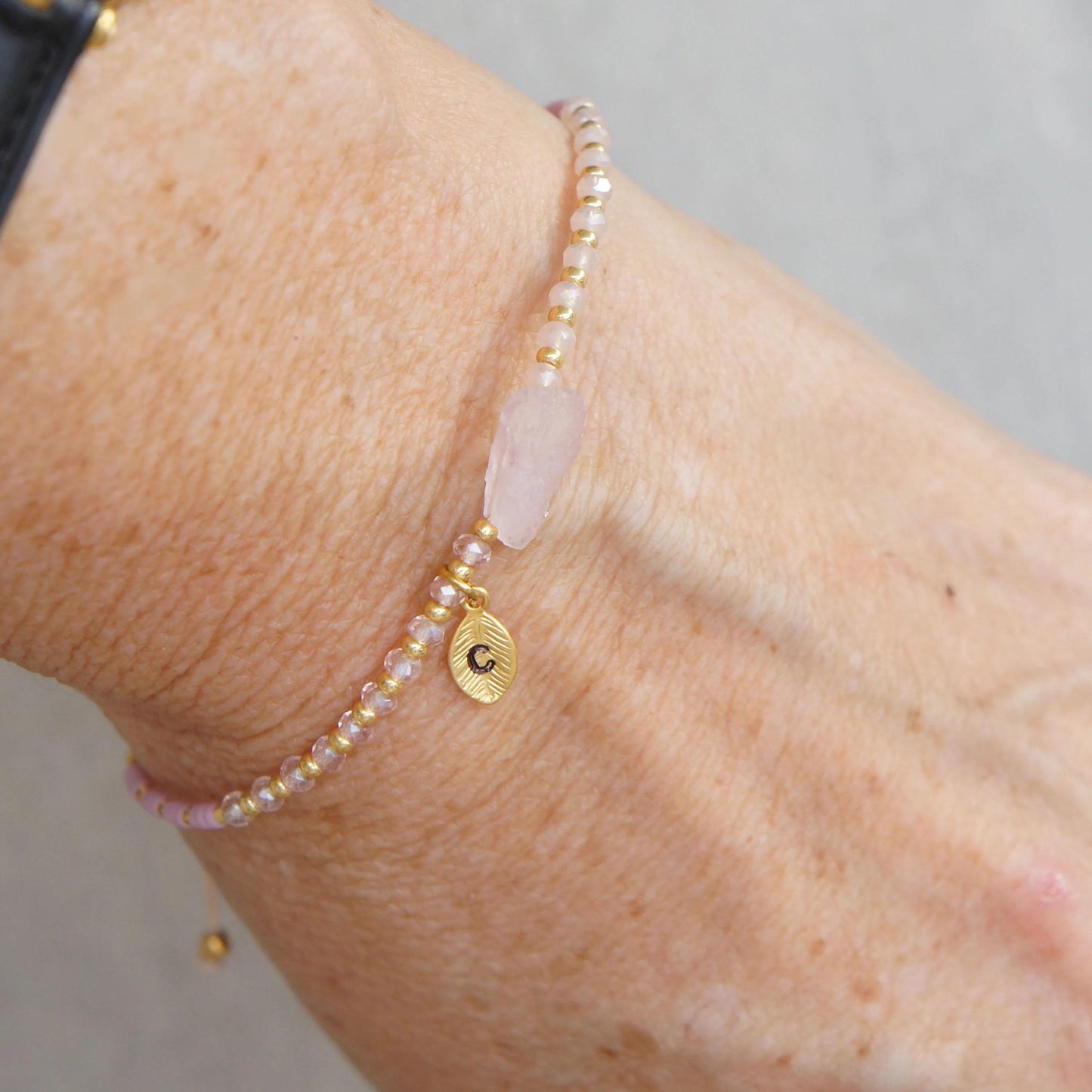 Raw Rose Quartz Beaded Bracelet, Spiritual Stone Jewelry, CUSTOM Cord Bracelet, Energy Healing Bracelet, Rough Natural Crystal, Protection