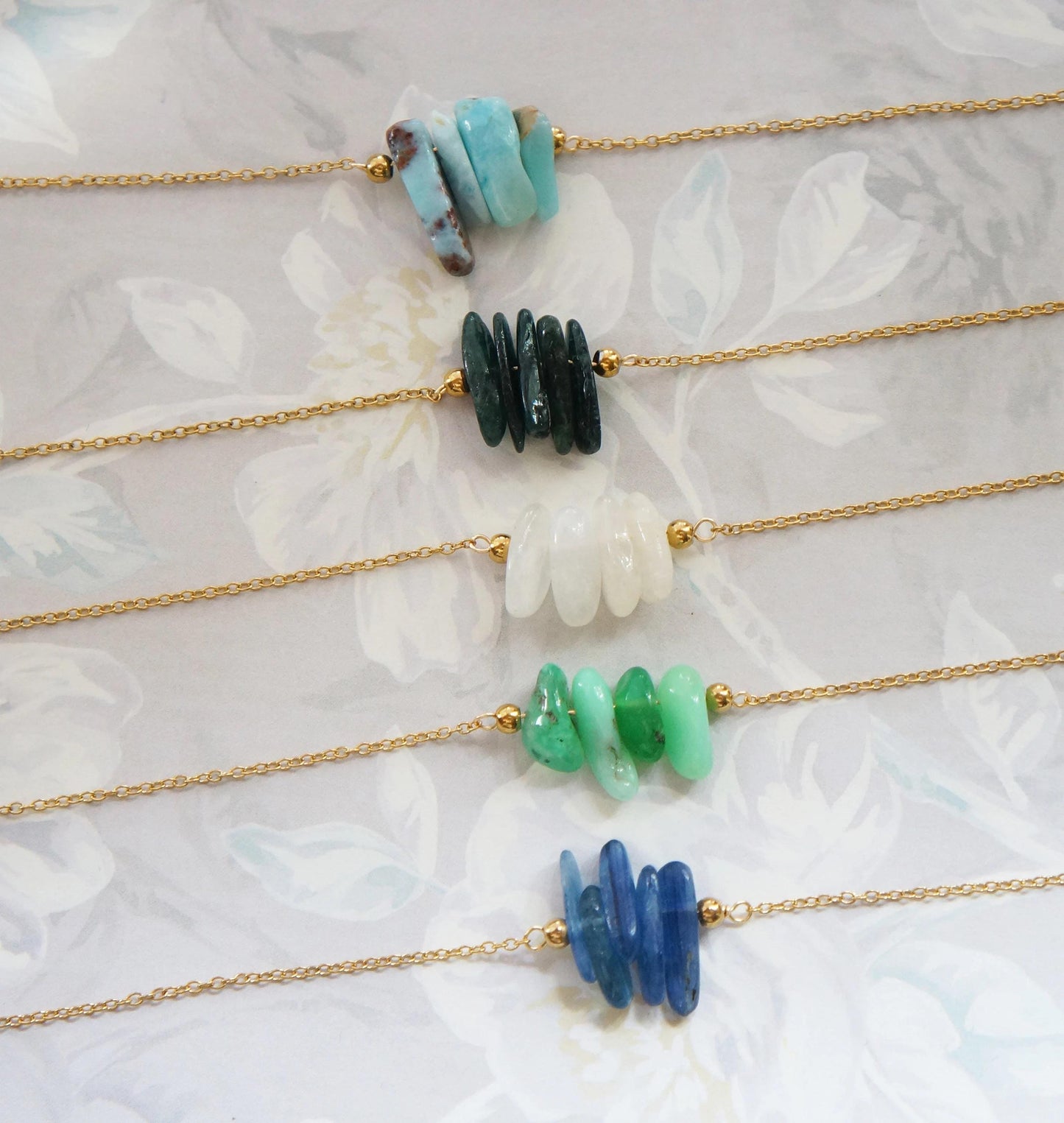 Raw Natural Gemstones Necklace Rough Slice Gem Necklace Spiritual Stone Pendant Necklace Friendship Gift Dainty Layering Necklace