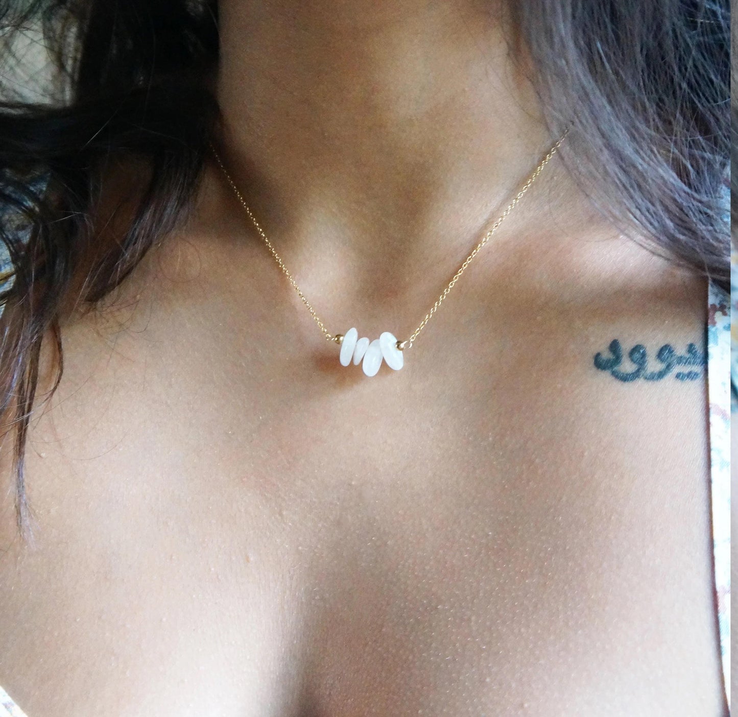 Raw Natural Gemstones Necklace Rough Slice Gem Necklace Spiritual Stone Pendant Necklace Friendship Gift Dainty Layering Necklace