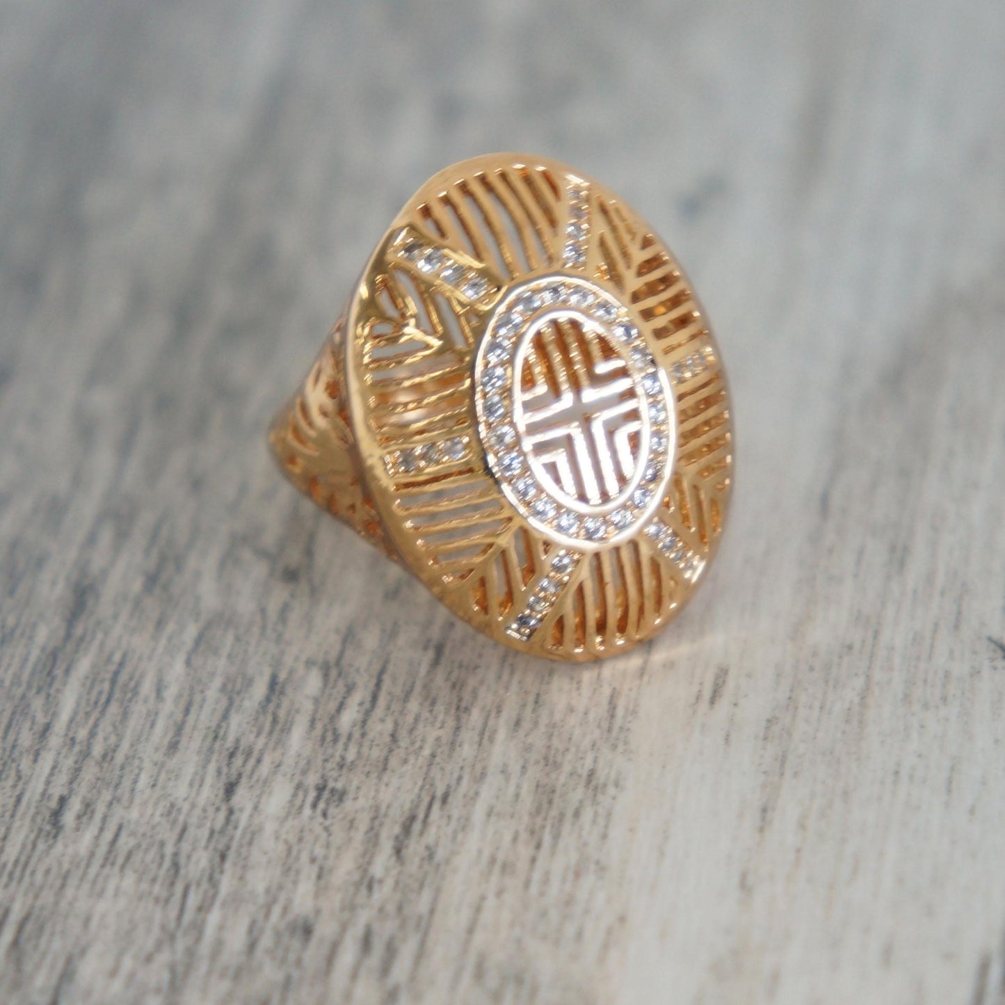 Large 18kt Gold Plated Oval Ring