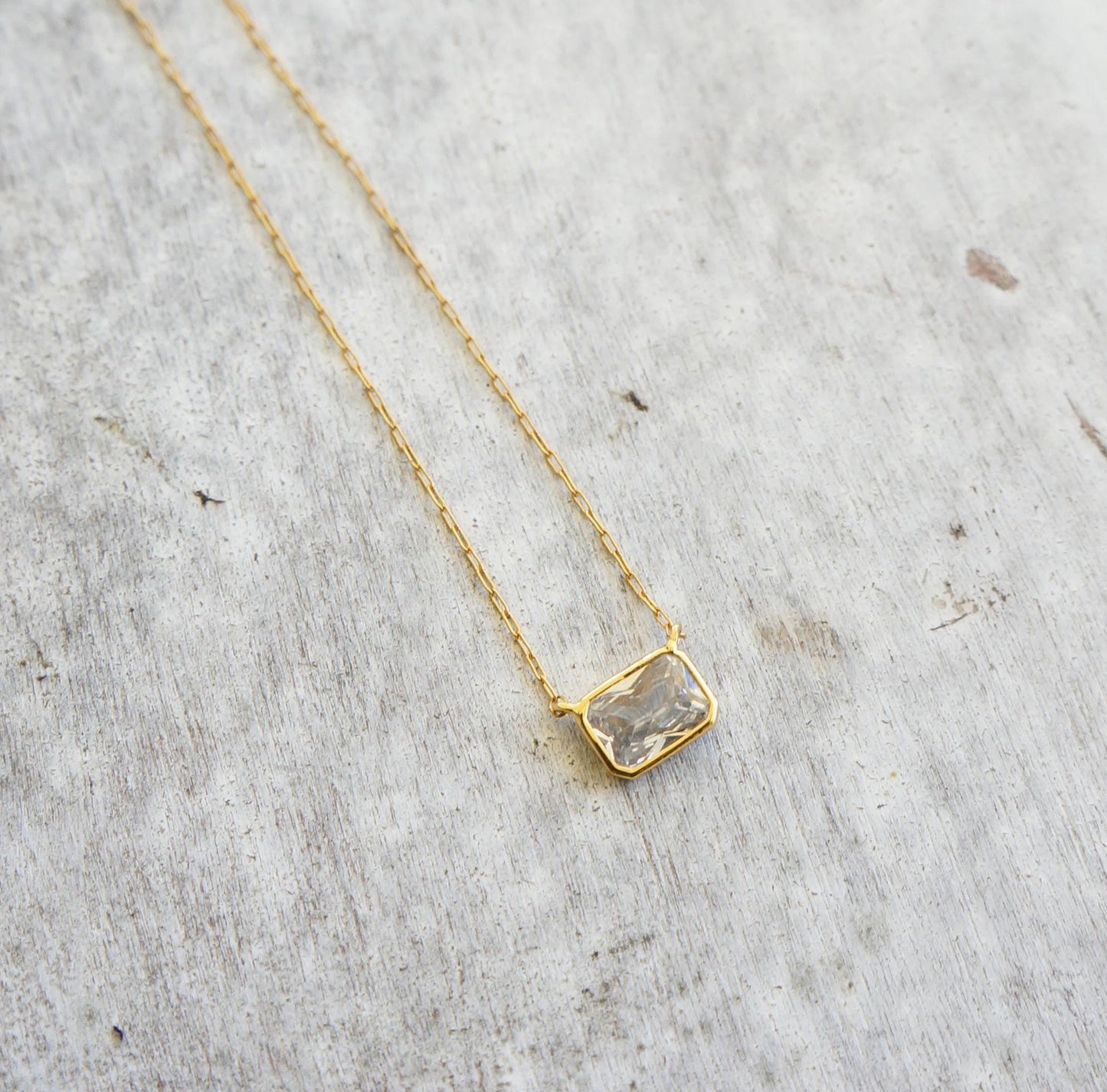 Rectangle Cubic Zirconia Crystal Necklace