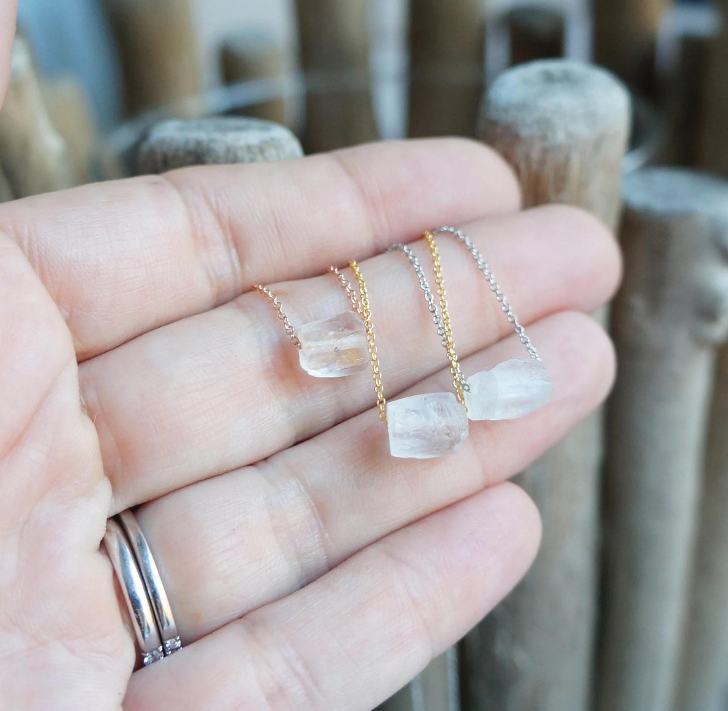 Raw Crystal Necklace Kunzite Necklace Mother Rough Kunzite Natural Stone Pendant Necklace Spiritual Crystal Necklace