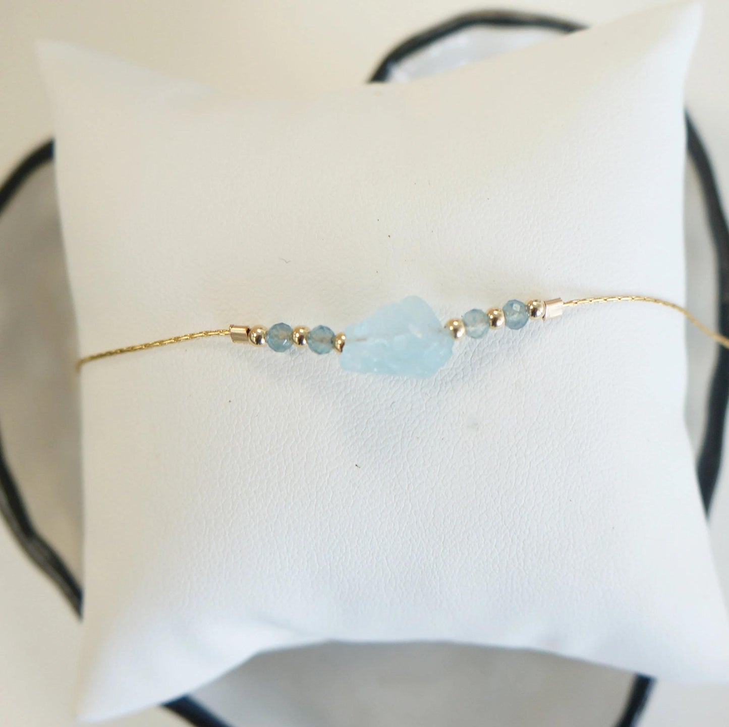 Raw Aquamarine Necklace Natural Aquamarine Stone Gold Necklace March Birthstone Snake Chain
