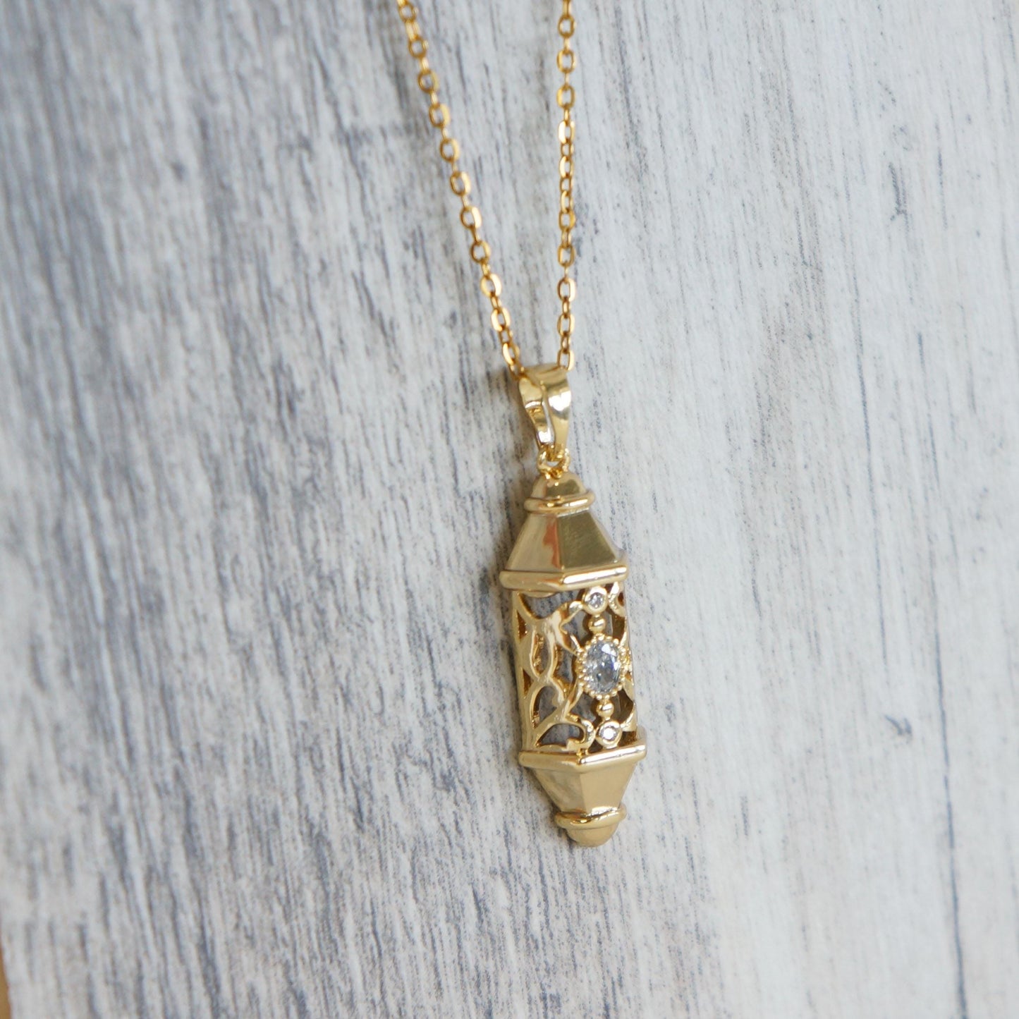 Gold Lantern Charm Pendant, Gold Charm Necklace, Simple Gold Necklace, Minimalist Jewelry, Layering Necklace, Gift For Her