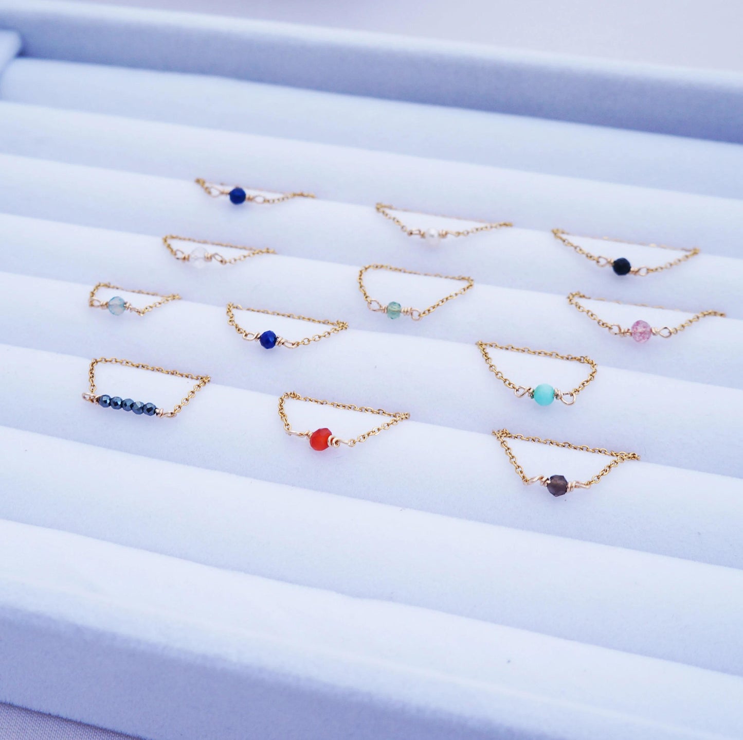Tiny Gemstone Chain 14kt Ring Ultra Dainty Stacking Rings Black Tourmaline Sapphire Morganite Chain Ring Natural Gemstones Tiny Gold Ring