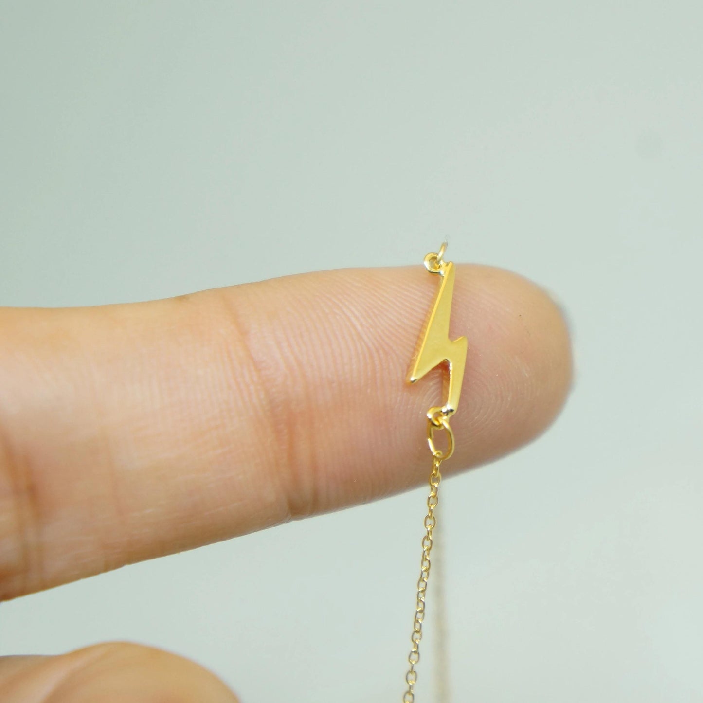 Lightning Bolt Friendship Necklace Gift Rose Gold Minimal Necklace Asymmetrical Small Thunderbolt Charm Necklace