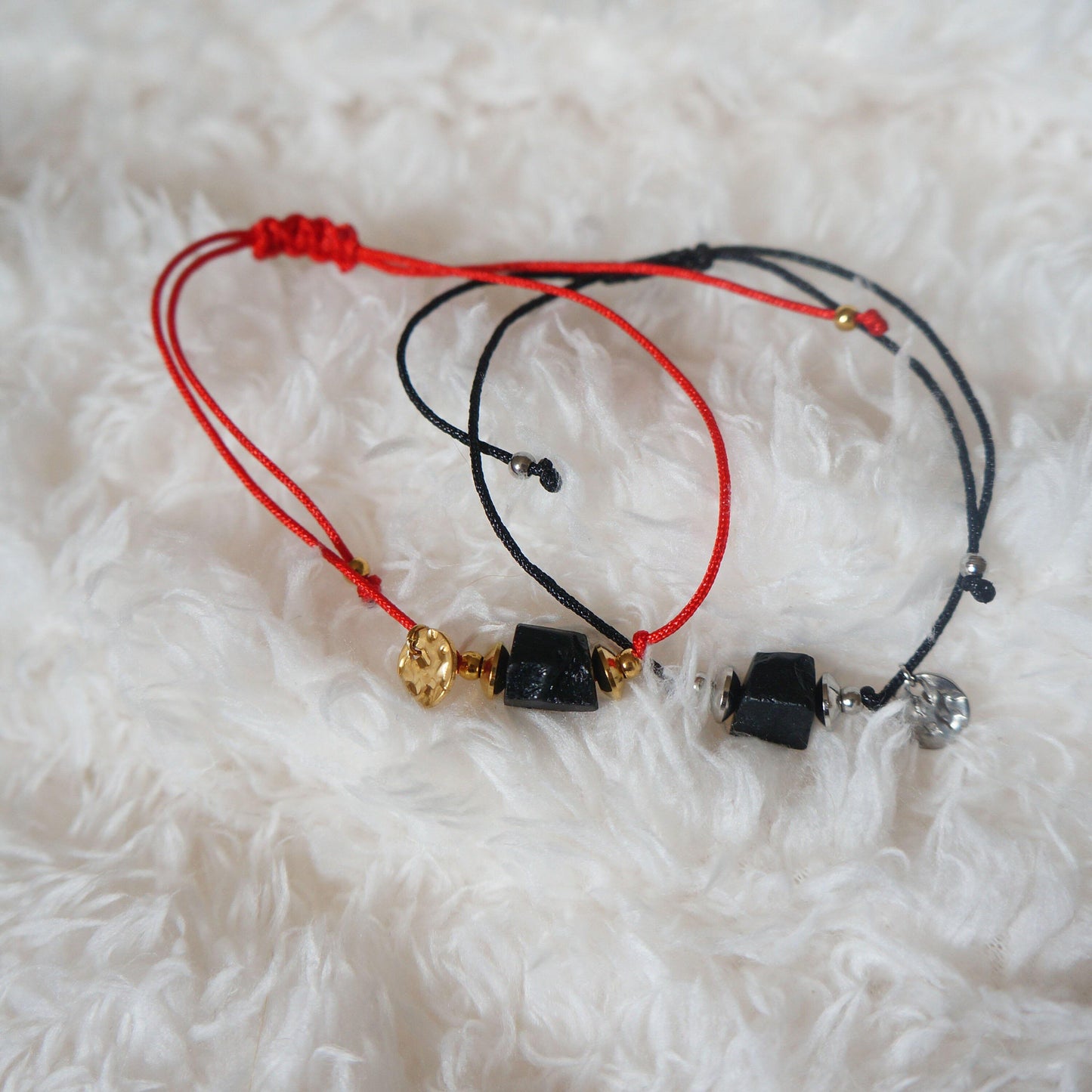 Raw Black Tourmaline Bracelet Spiritual Bracelet Unisex Non Tarnish Cord Bracelet Black Tourmaline Protection Bracelet for Him & Her Gift