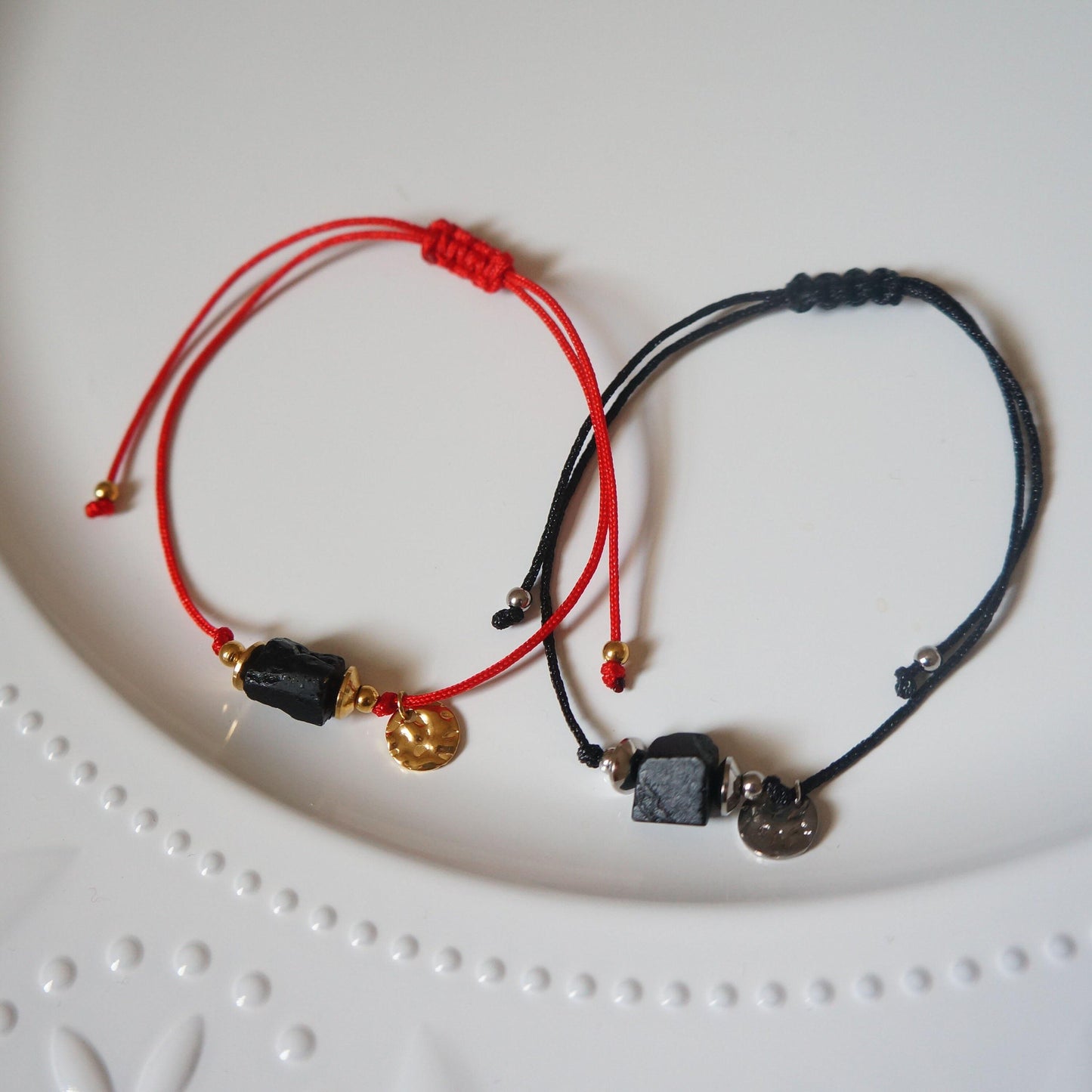 Raw Black Tourmaline Bracelet Spiritual Bracelet Unisex Non Tarnish Cord Bracelet Black Tourmaline Protection Bracelet for Him & Her Gift