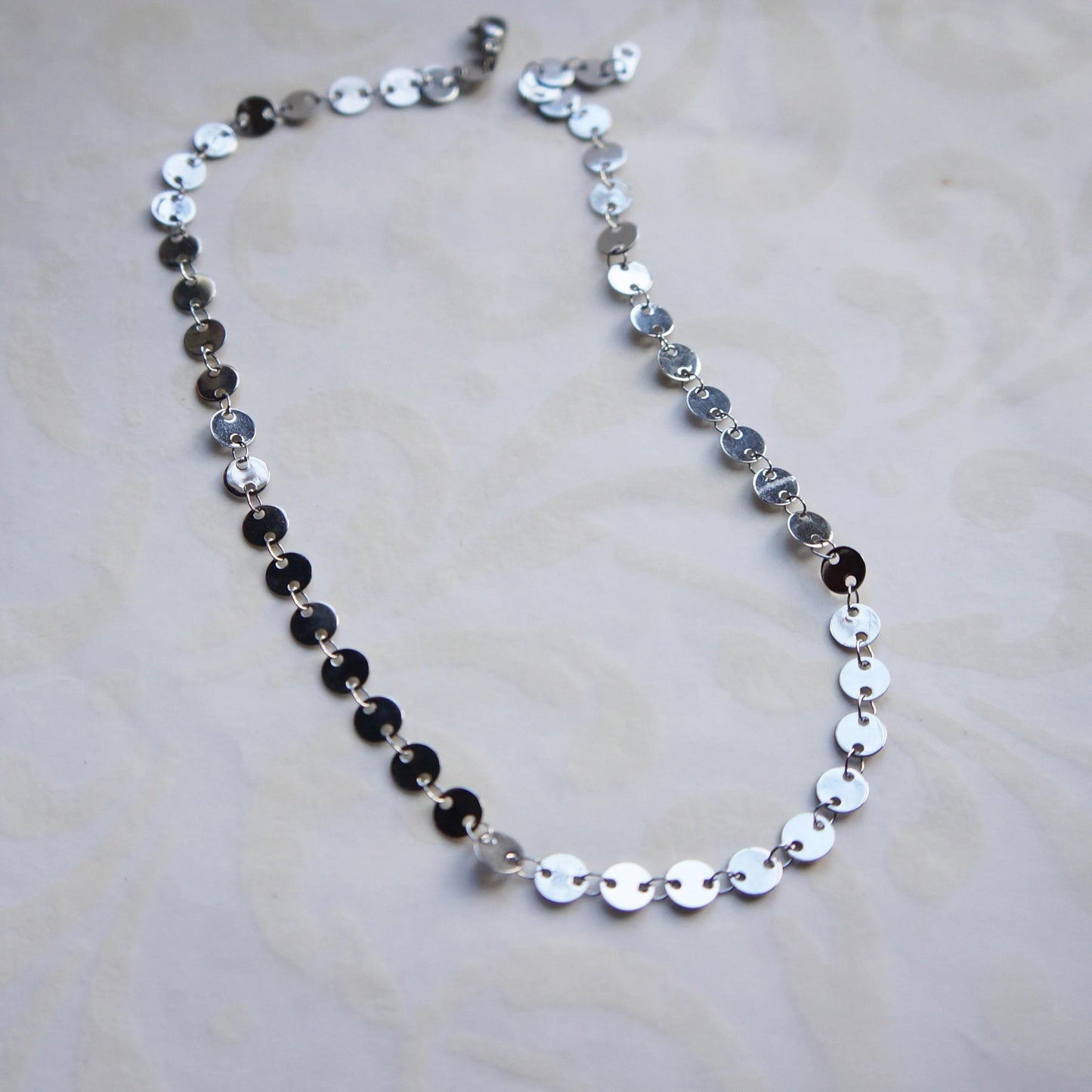 Dainty Dot Silver Choker Chain Necklace