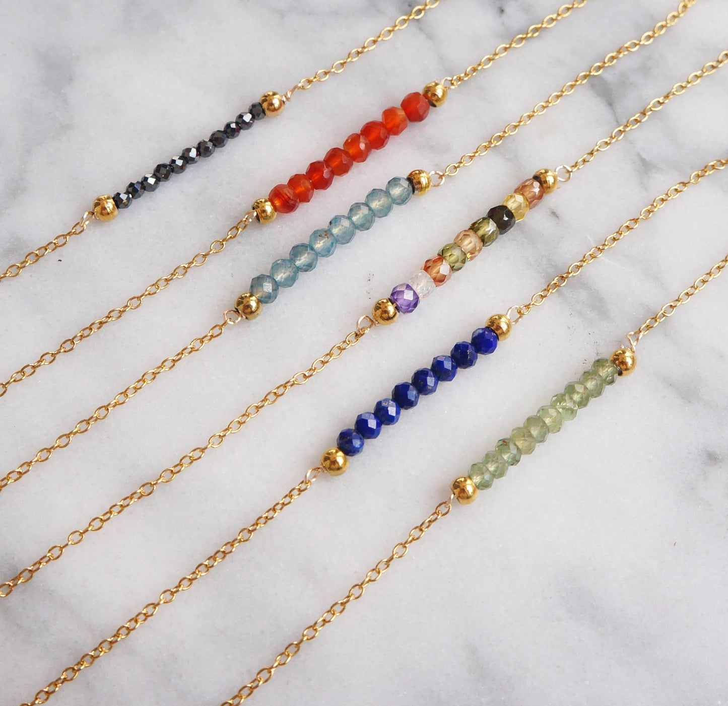 Dainty Tiny Gemstone Necklace