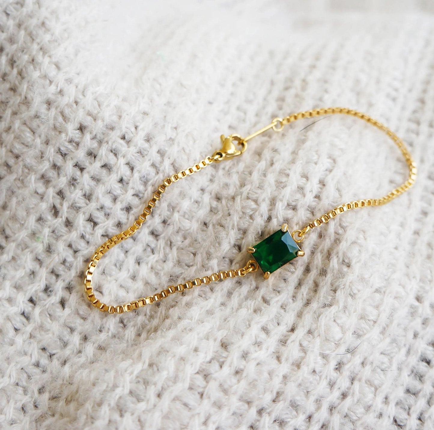 Delicate Crystal Bracelet for Woman CZ Solitaire Baguette