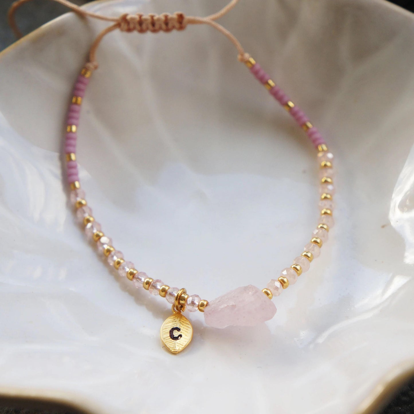 Raw Rose Quartz Beaded Bracelet, Spiritual Stone Jewelry, CUSTOM Cord Bracelet, Energy Healing Bracelet, Rough Natural Crystal, Protection