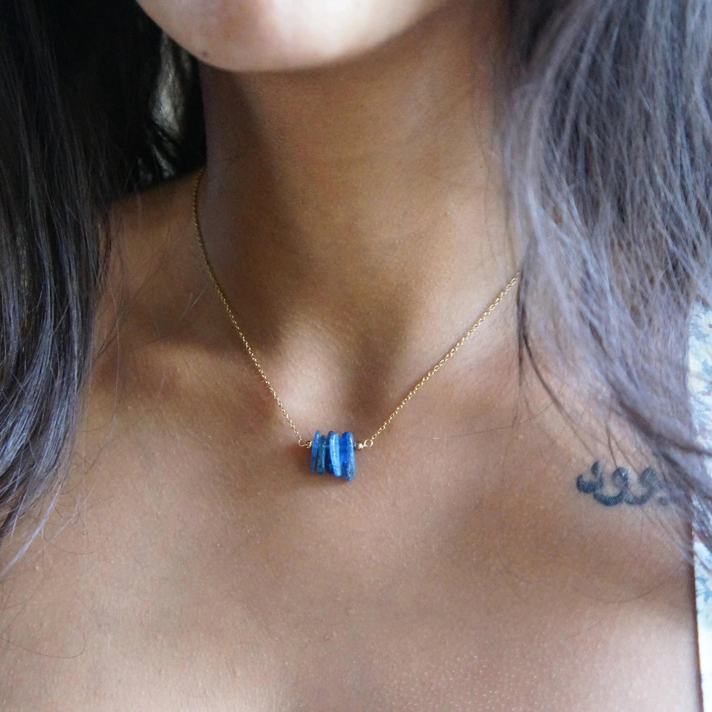 Natural Blue Kyanite Necklace Raw Crystal Necklace Kyanite Stone Pendant