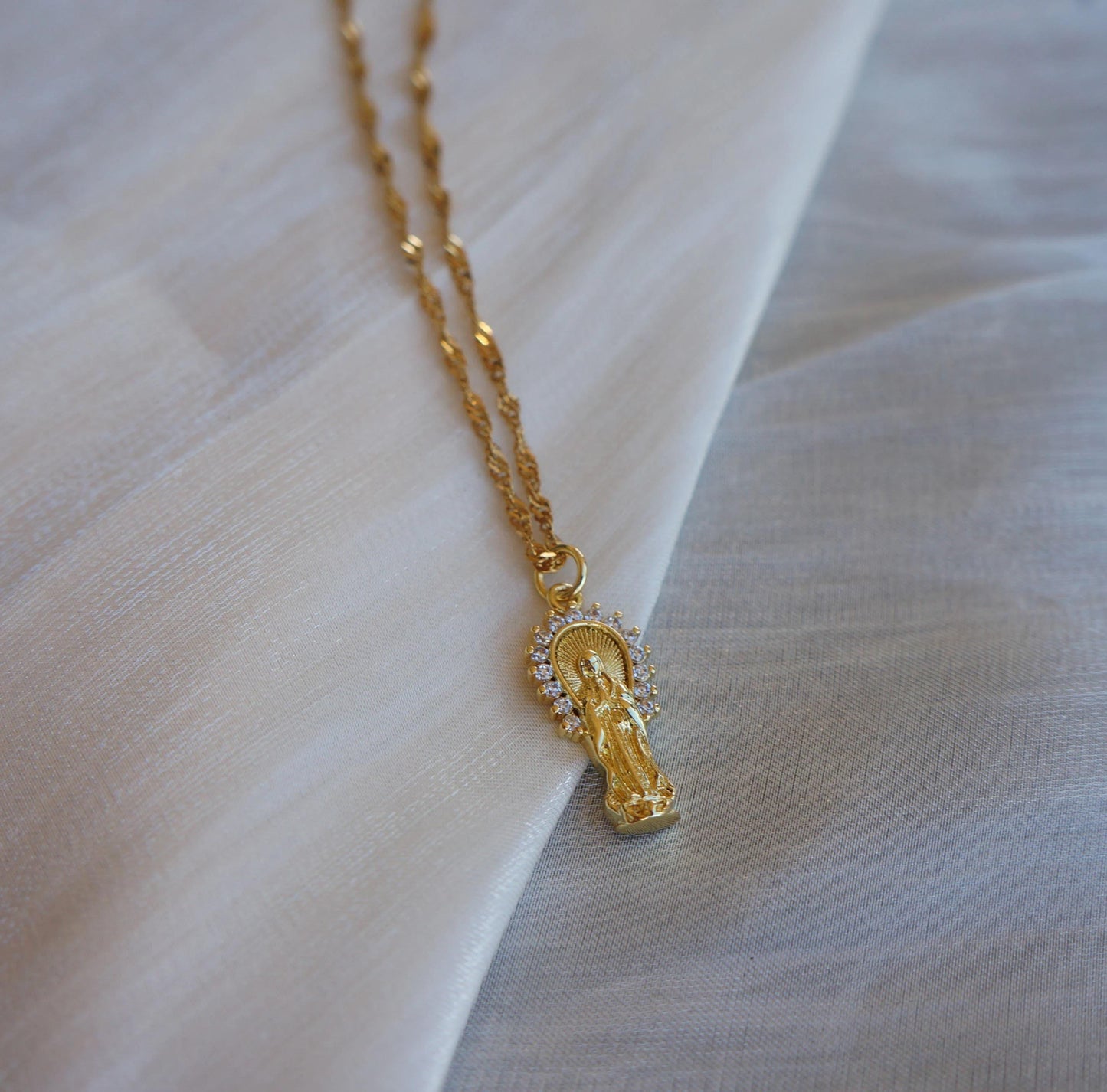 Delicate Small Virgin Mary Necklace